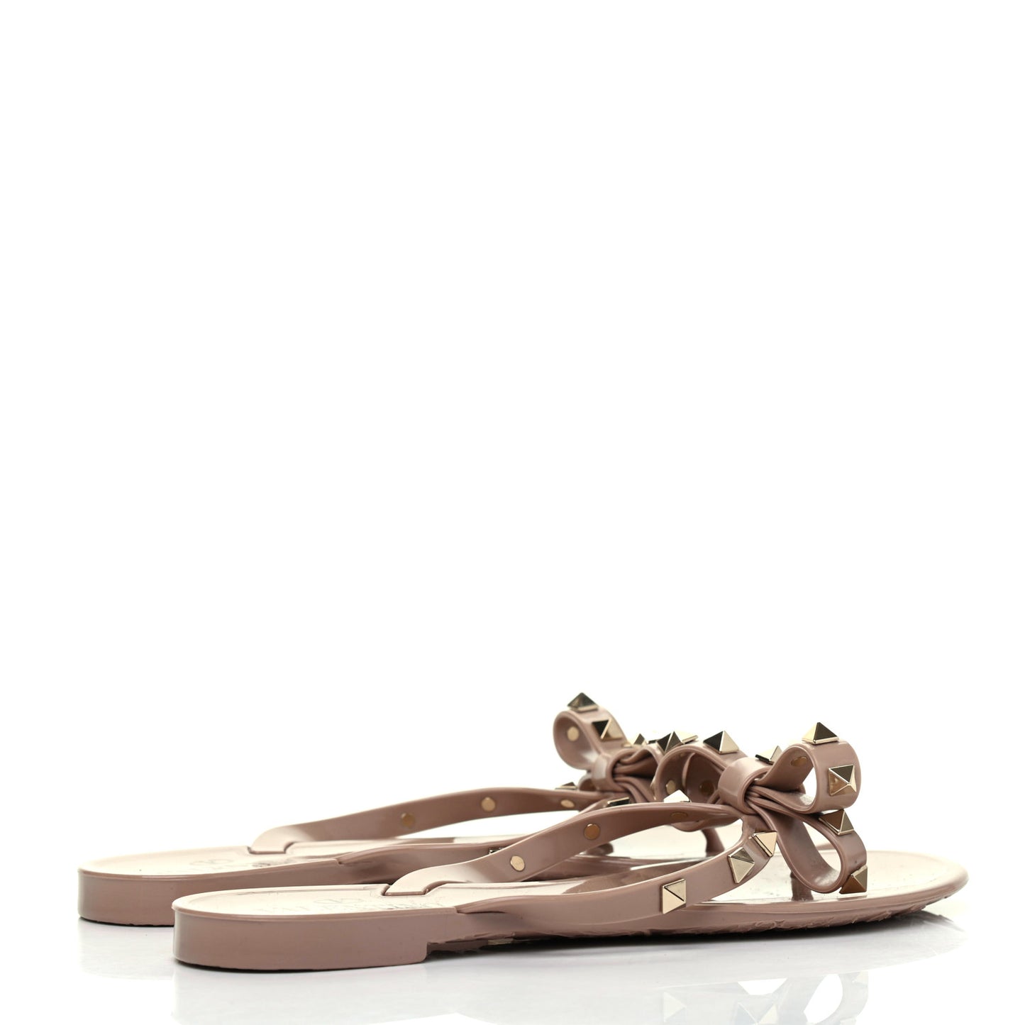 PVC Jelly Rockstud Bow Thong Sandals 37 Poudre
