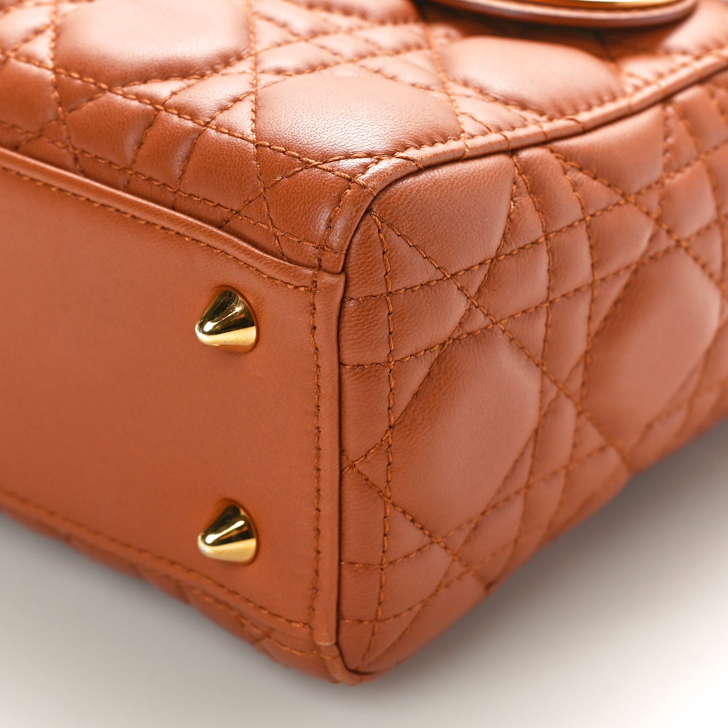 Calfskin Cannage Small Lady Dior Tan