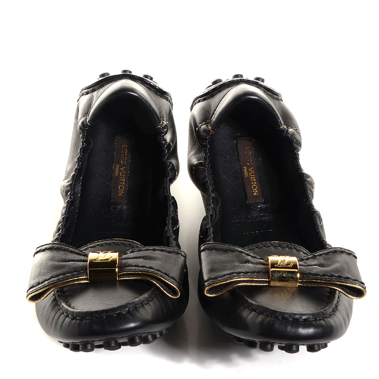 Leather Tempting Oxford Flats Black