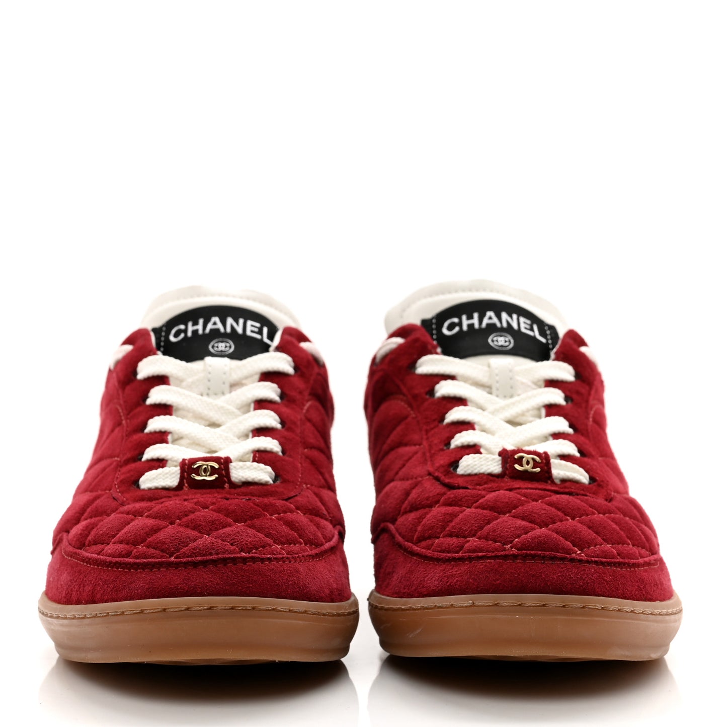 Suede Kidskin Quilted Sneakers 36 Dark Red