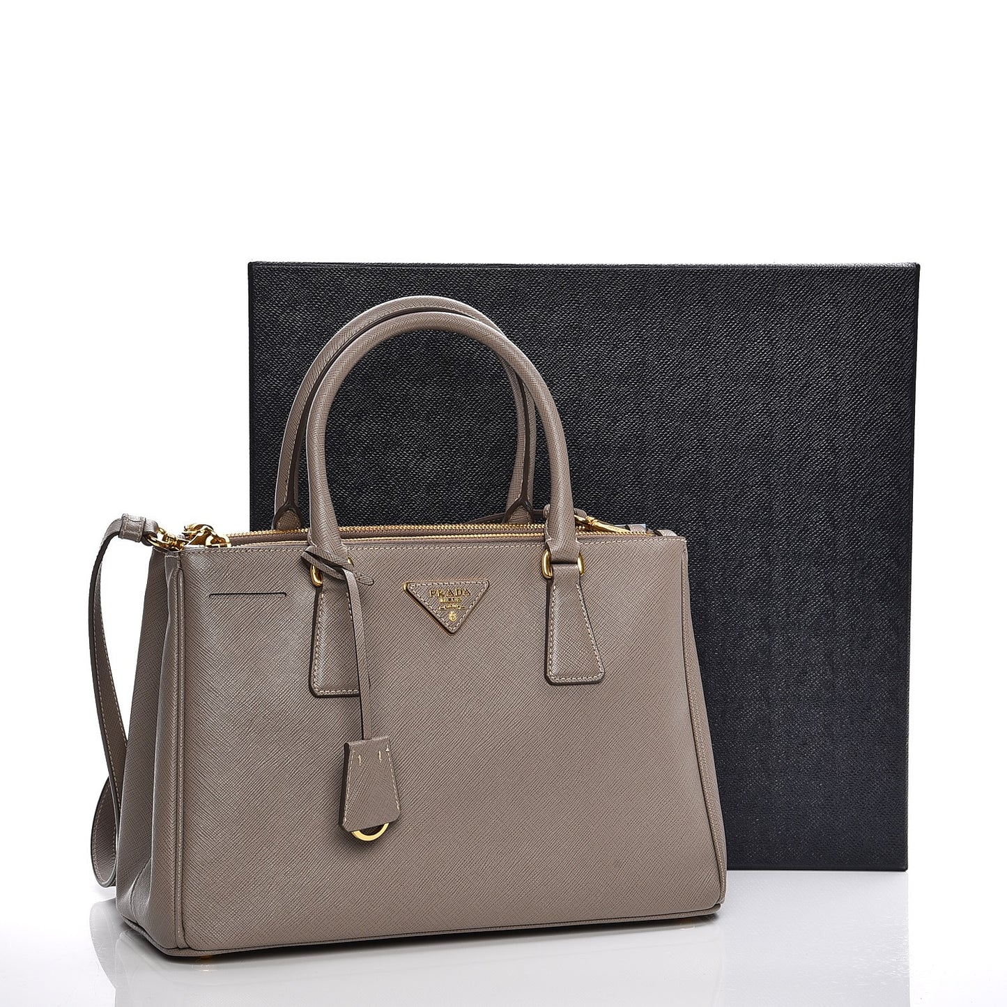 Saffiano Small Galleria Double Zip Tote Argilla