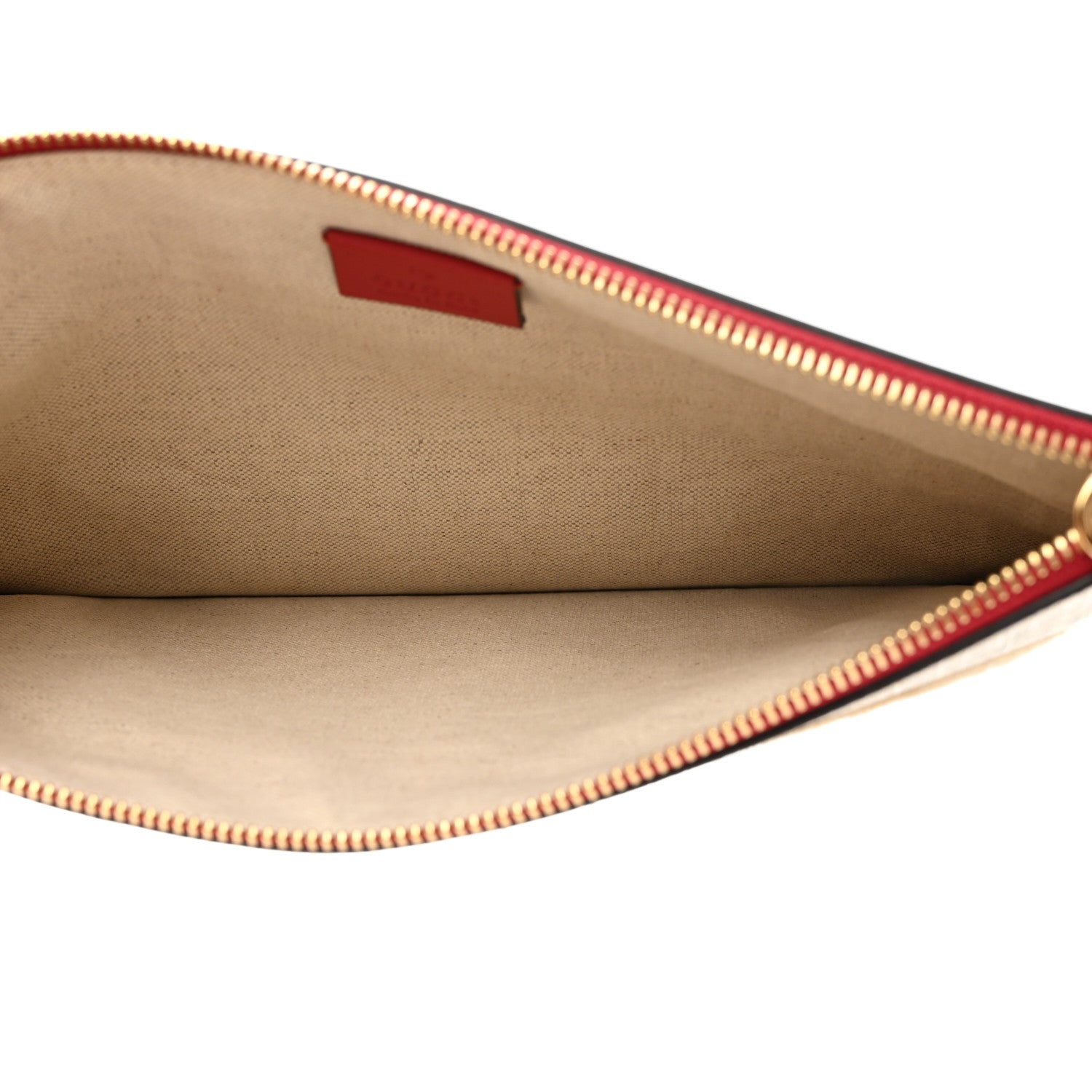 Gucci Calfskin GG Supreme Monogram Embroidered Rainbow Love Zip Pouch Red 5 of 8