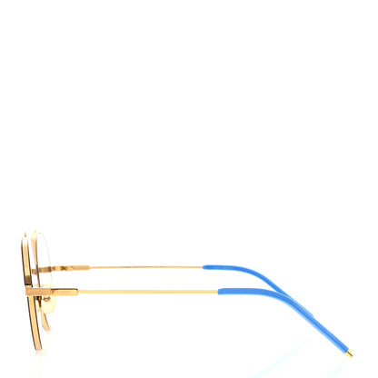 Fendi Metal Round Frame Sunglasses FF M0025/S Gold Blue 3 of 7