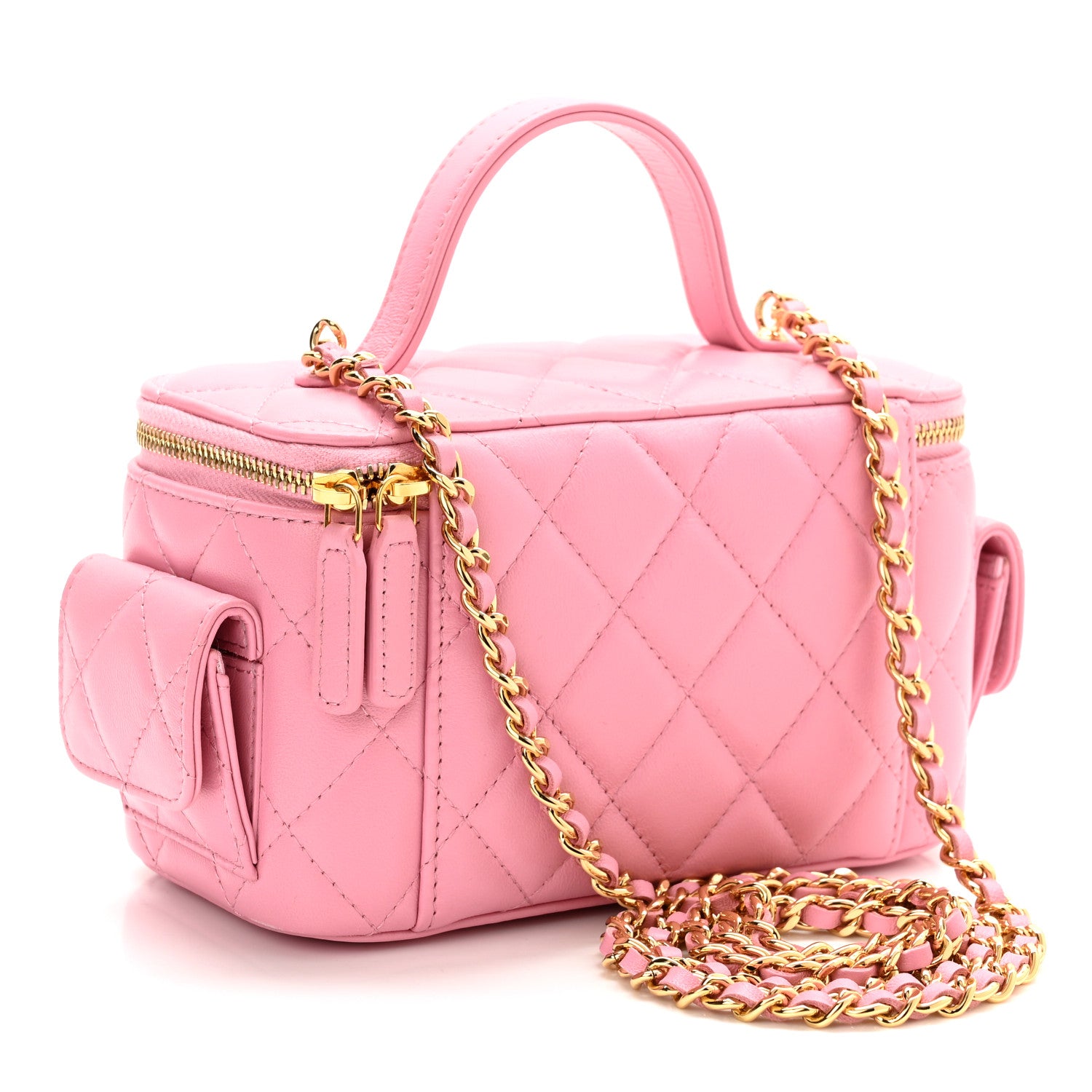 Chanel Lambskin Quilted Polly Pocket East West Top Vanity With Chain Pink 3 of 12
