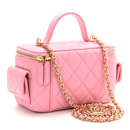 Chanel Lambskin Quilted Polly Pocket East West Top Vanity With Chain Pink 3 of 12