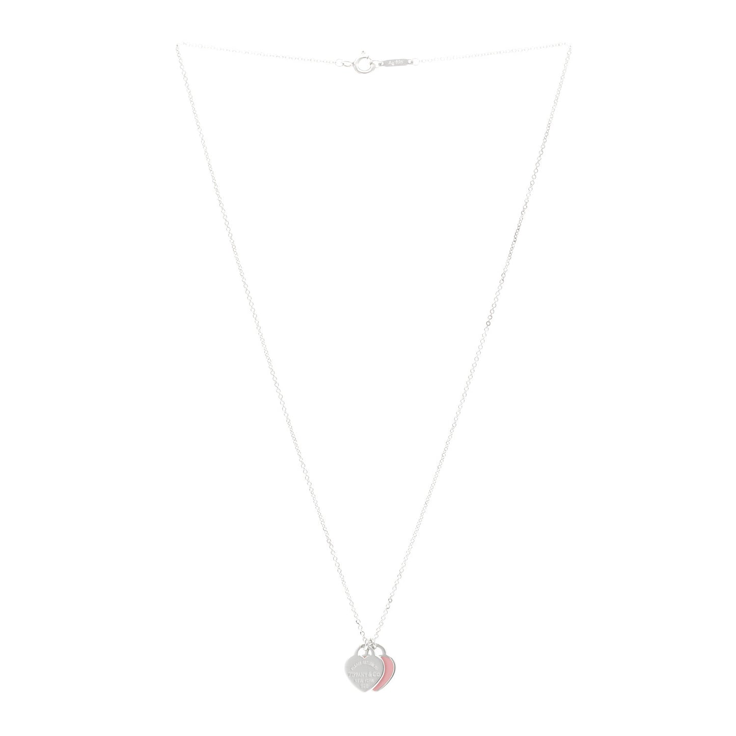 Tiffany Sterling Silver Enamel Return to Tiffany Double Heart Tag