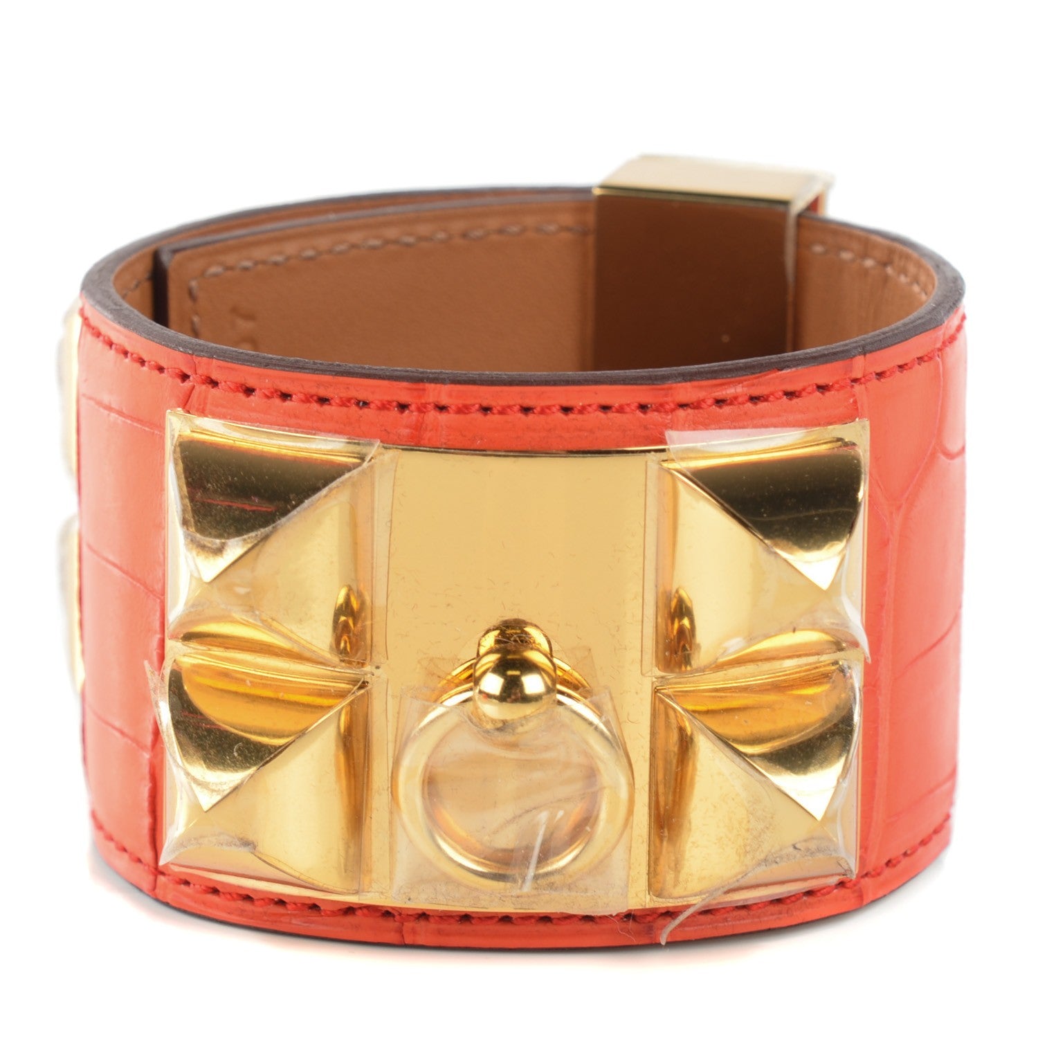 Hermes Matte Alligator Collier De Chien CDC Bracelet S Orange 1 of 6