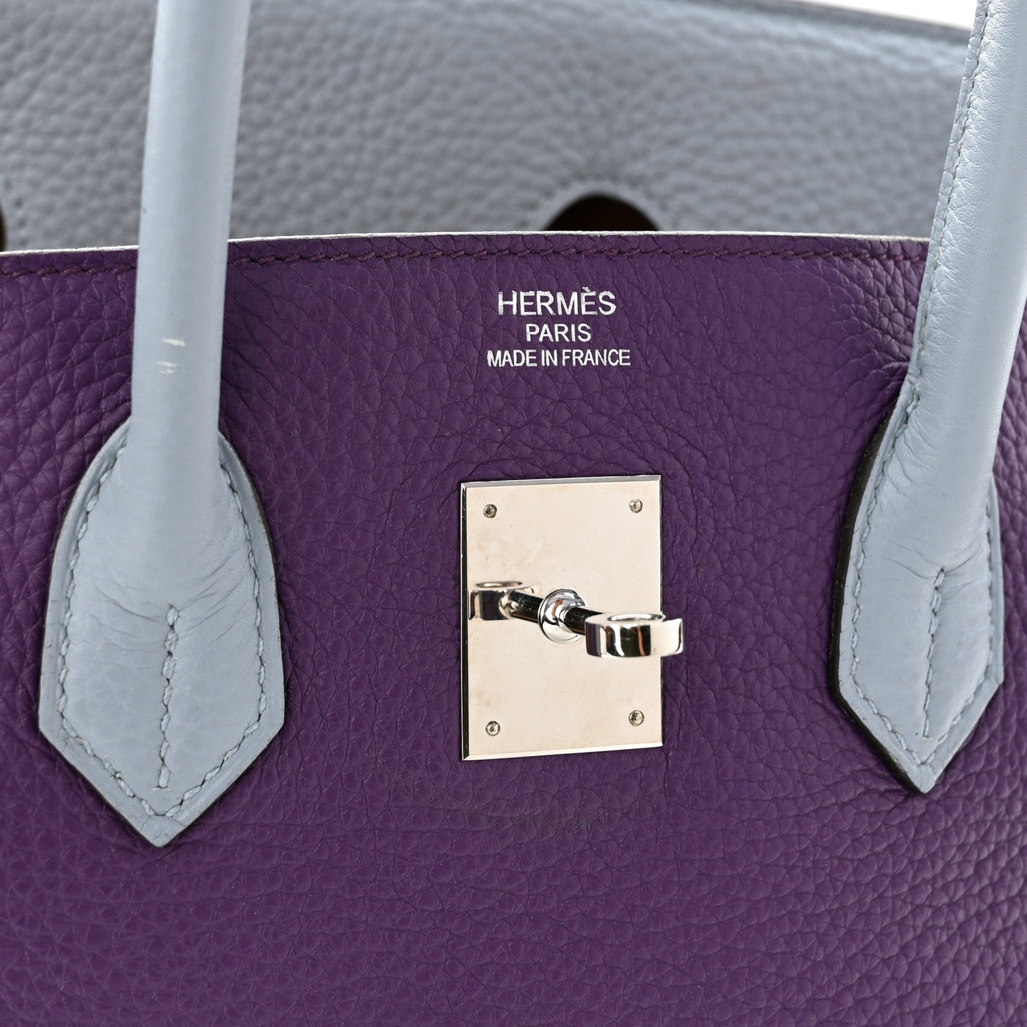 Hermes Taurillon Clemence Arlequin Birkin 35 Ultraviolet Etain Bleu Lin Bleu Orage Gold 6 of 19