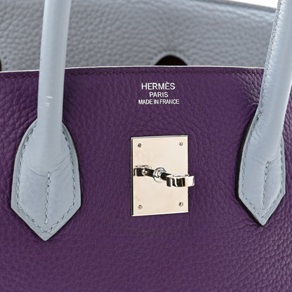 Hermes Taurillon Clemence Arlequin Birkin 35 Ultraviolet Etain Bleu Lin Bleu Orage Gold 6 of 19