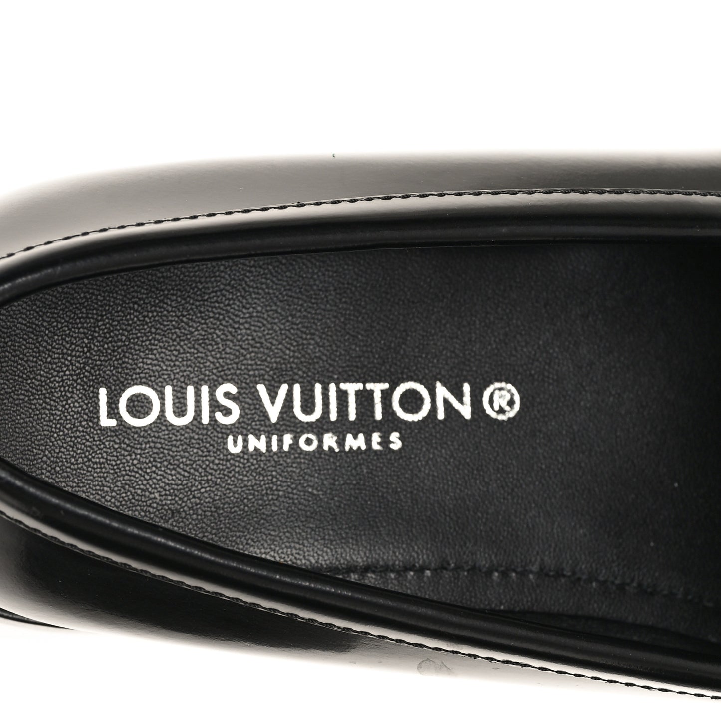 Glazed Calfskin Chess Flat Loafer 36 Black