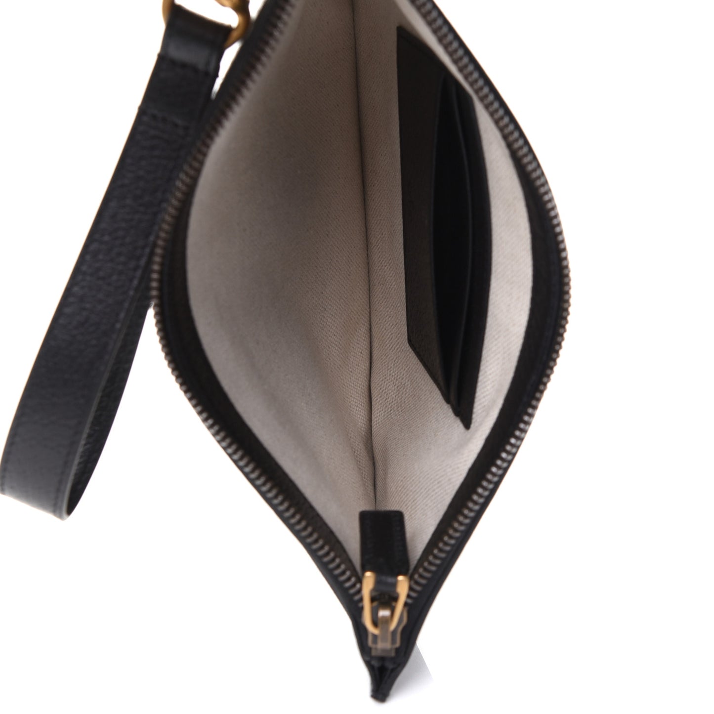 Dollar Calfskin Boar Effect GG Marmont Zip Wristlet Pouch Black