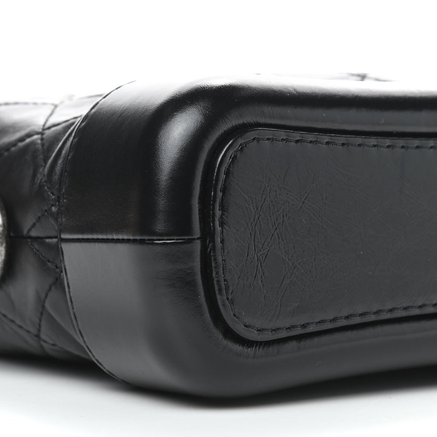 Aged Calfskin Quilted Small Gabrielle Hobo Black