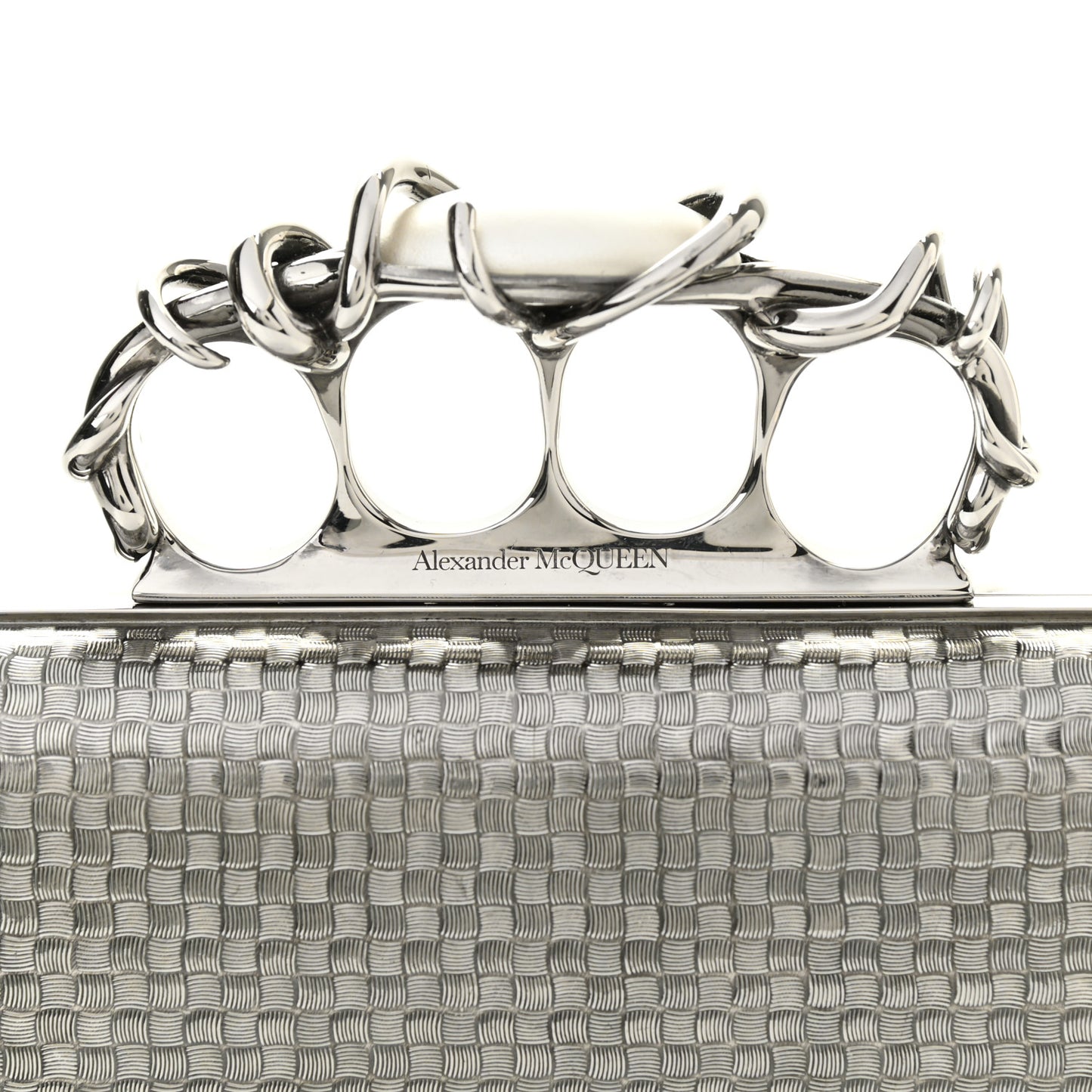 Metallic Knucklebox Clutch Silver