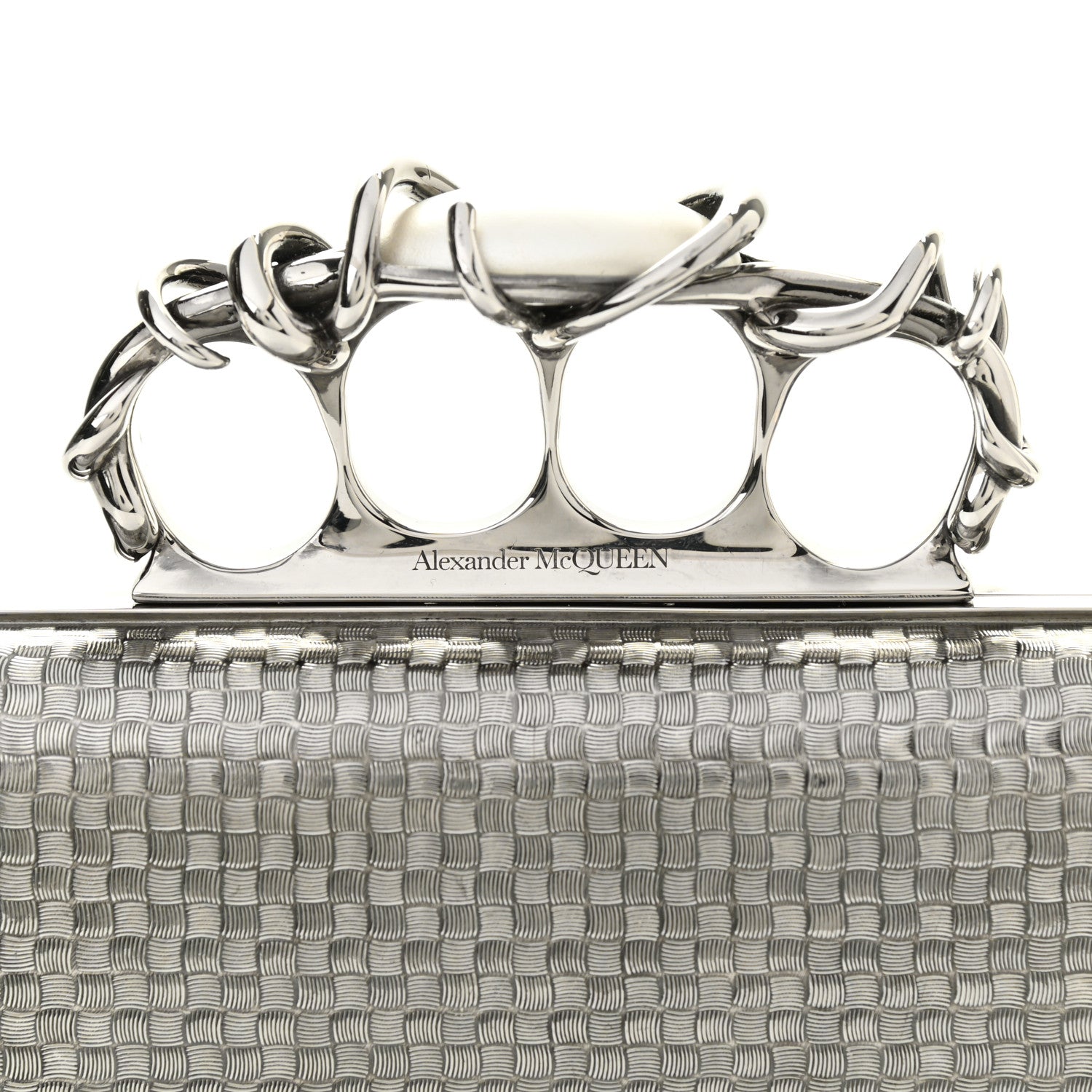 Alexander McQueen Metallic Knucklebox Clutch Silver 6 of 13