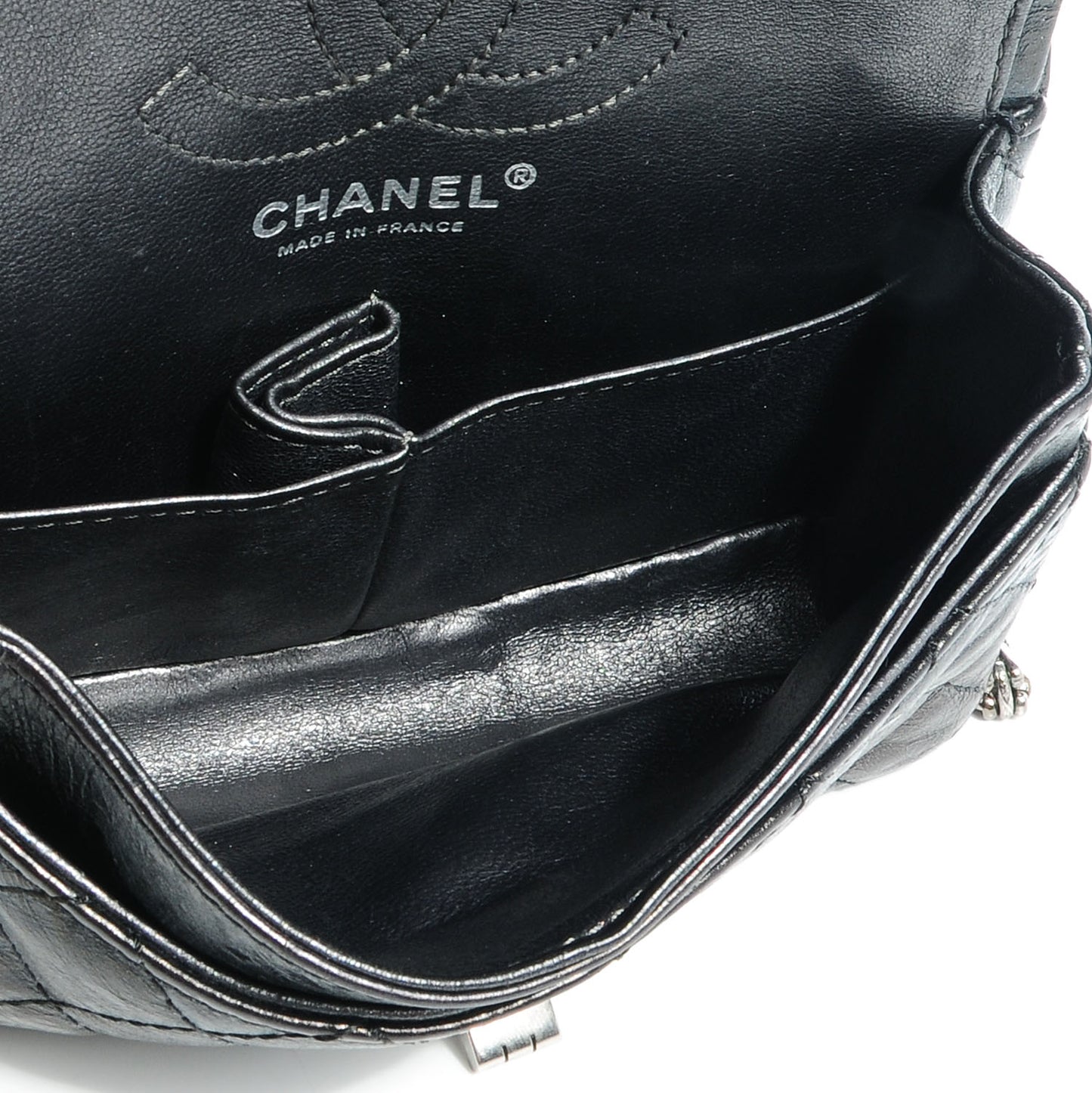 Glazed Calfskin 2.55 Reissue 224 Flap Black