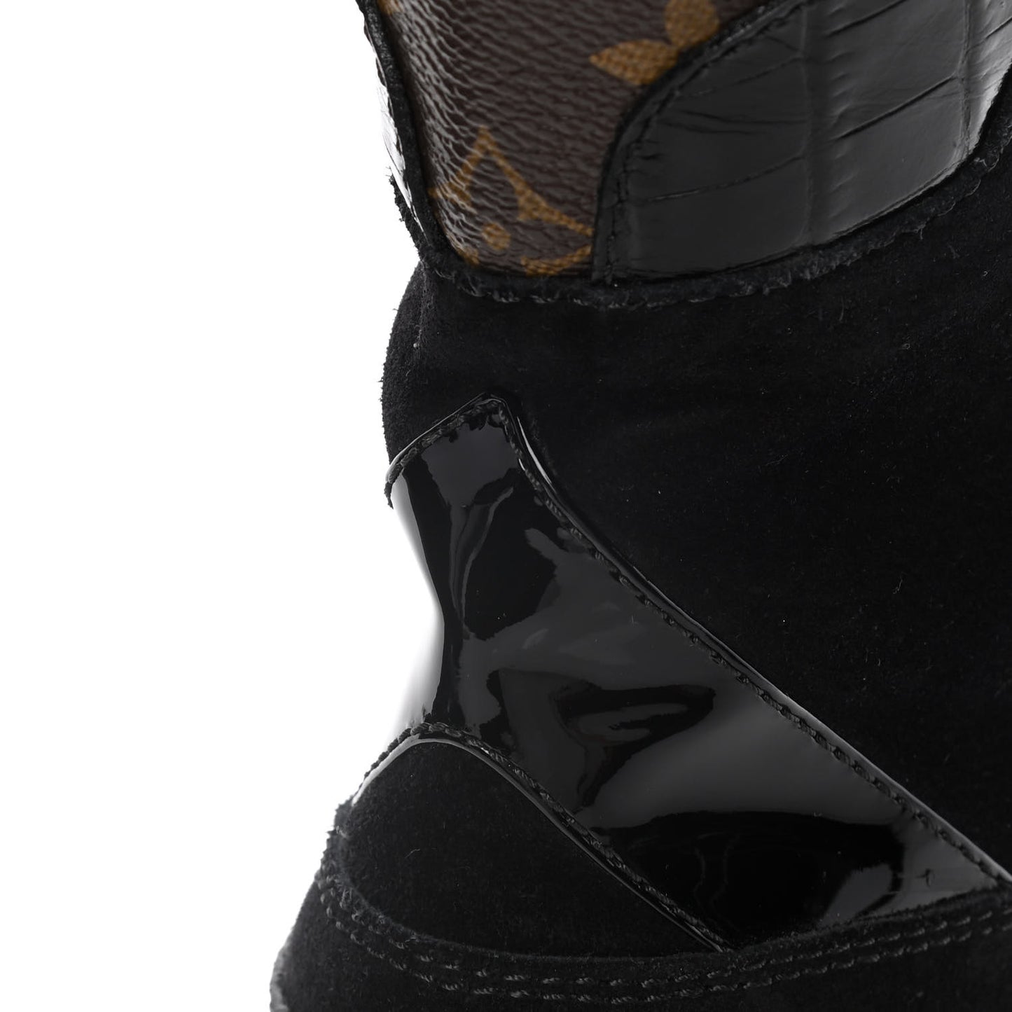 Suede Calfskin Monogram Laureate Platform Desert Boots 38 Black