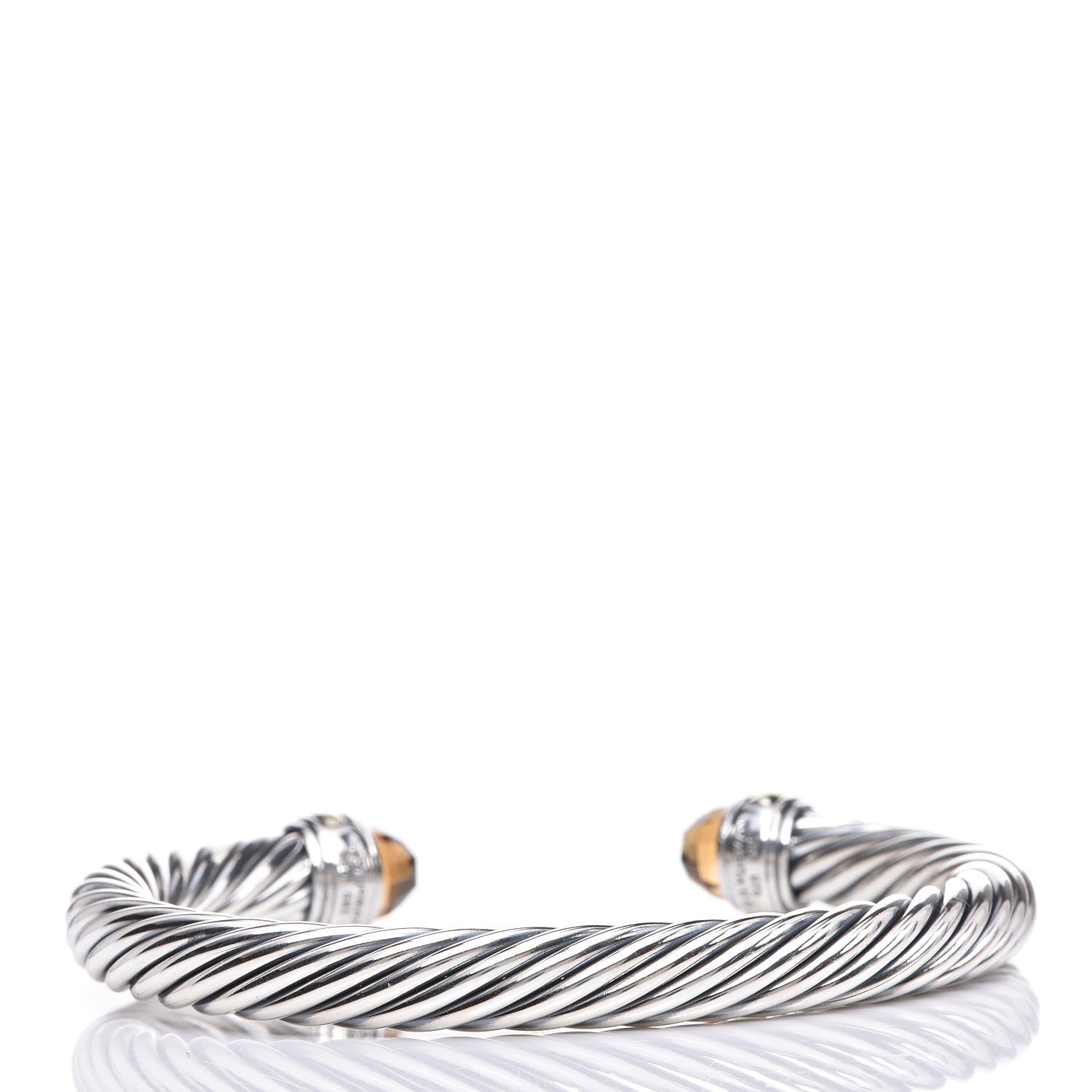 David Yurman Sterling Silver 14K Yellow Gold Citrine 7mm Cable Classics Bracelet 3 of 5