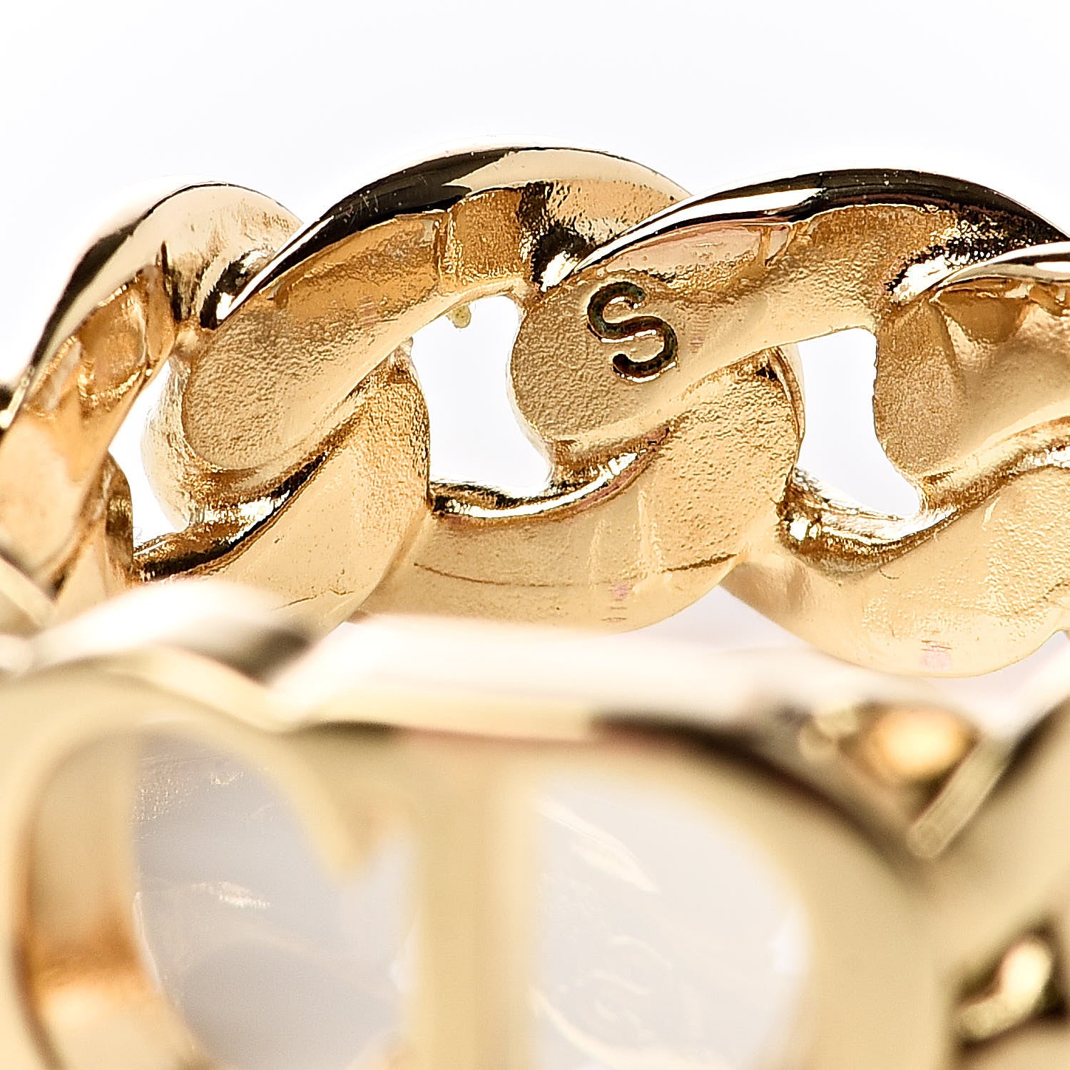 Christian Dior Metal Danseuse Etoile Chain Ring S Gold 4 of 5