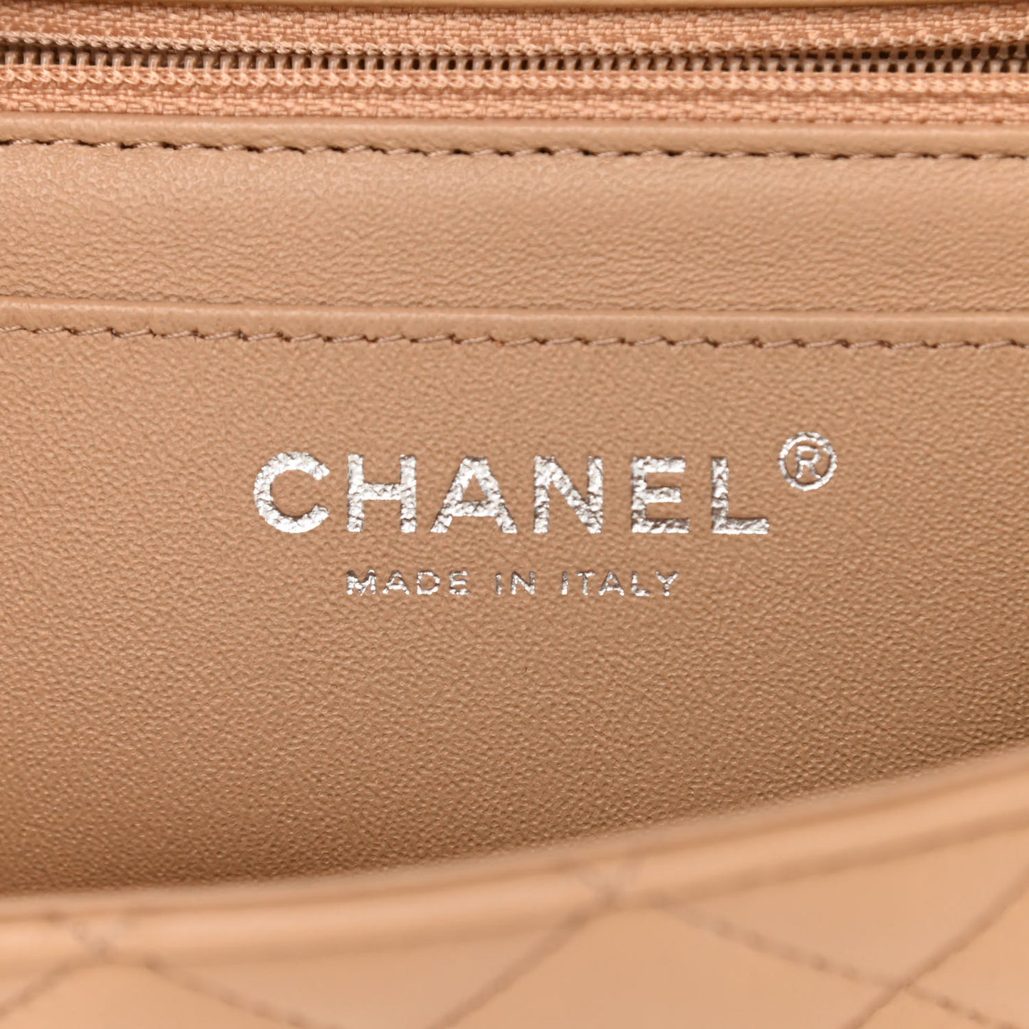 Lambskin Quilted Mini Rectangular Flap Beige