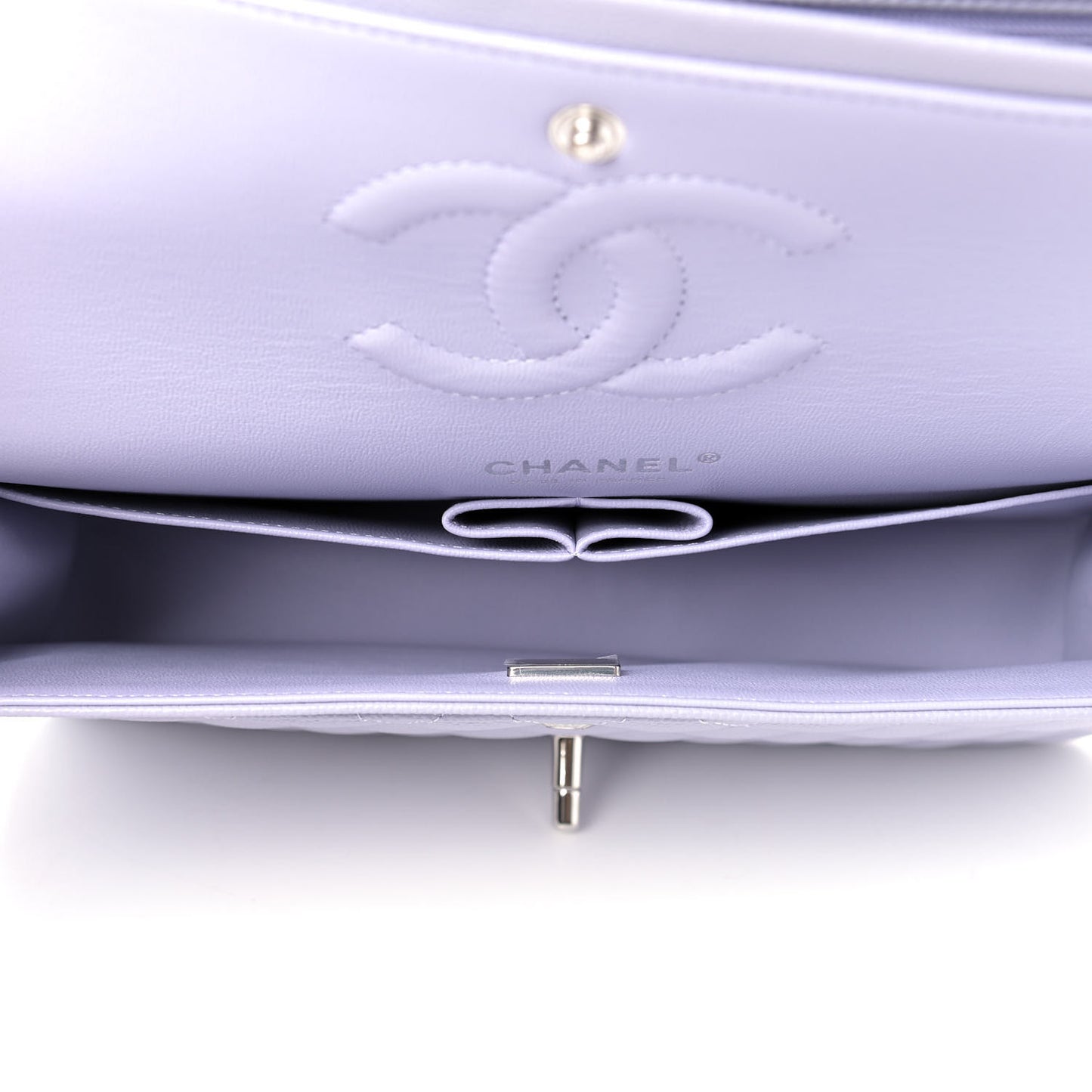 Caviar Quilted Medium Double Flap Light Purple