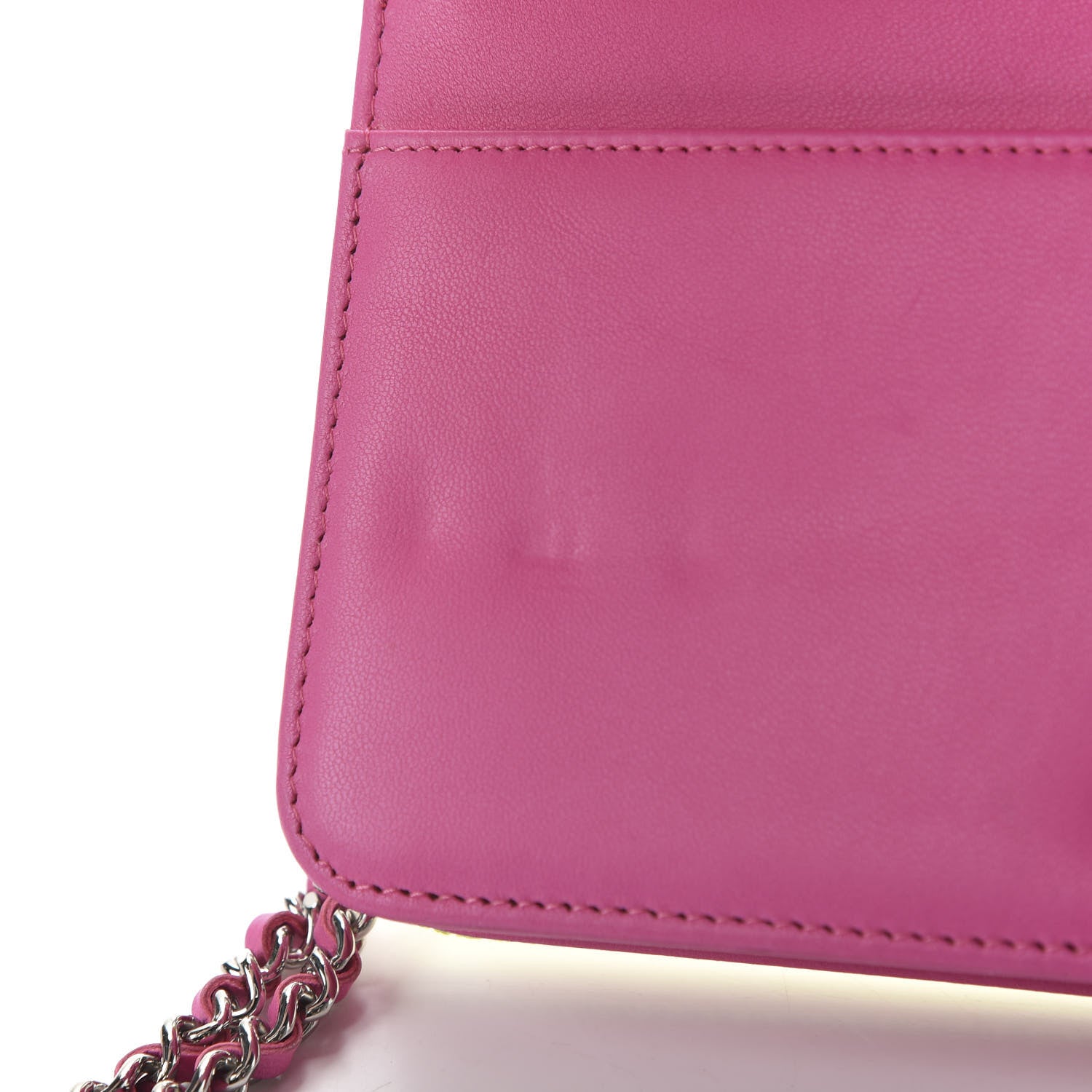 Chanel Canvas Quilted Fluo Boy Wallet On Chain WOC Dark Grey Fuchsia Green 10 of 10