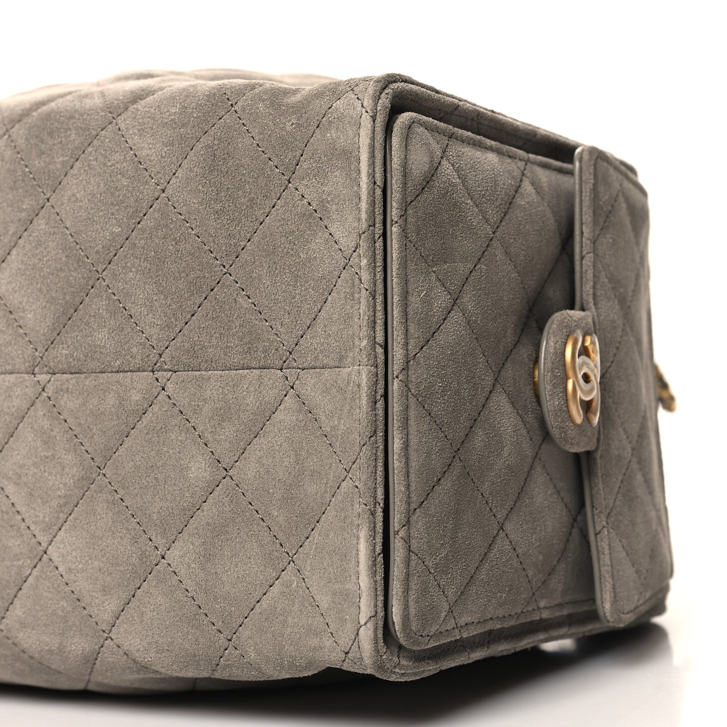 Suede Quilted Medium Chanel 25 Handbag Dark Grey
