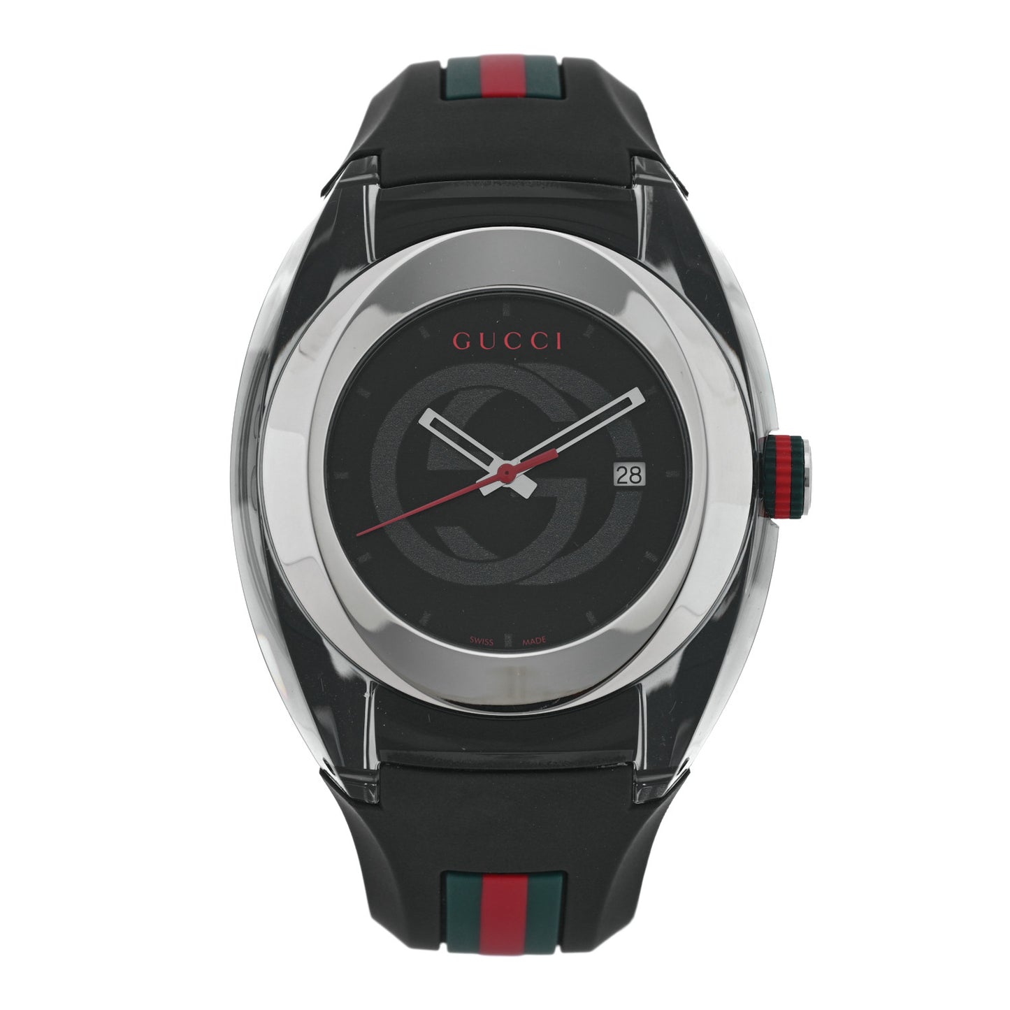 Stainless Steel Rubber 46mm Sync Web Quartz Watch Black