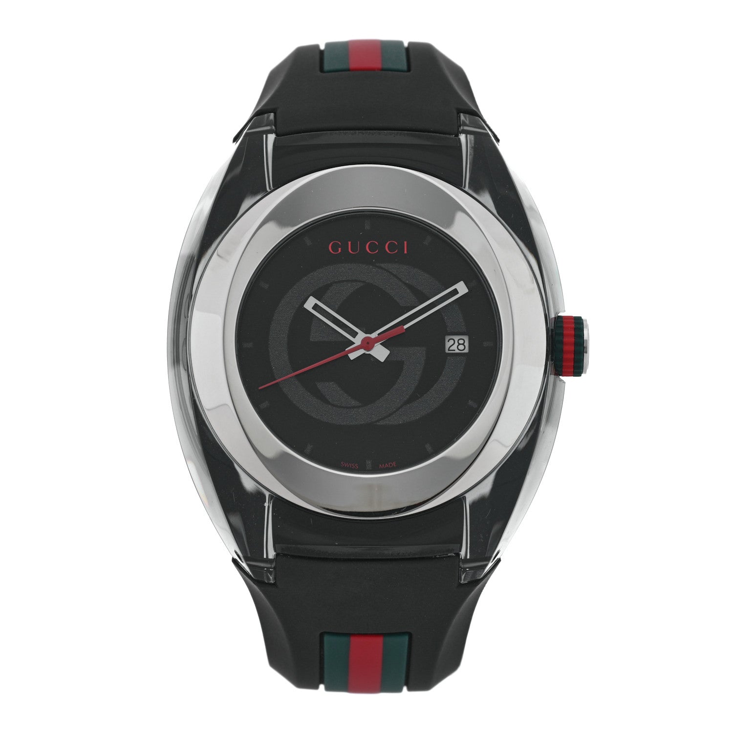 Gucci Stainless Steel Rubber 46mm Sync Web Quartz Watch Black 1 of 5
