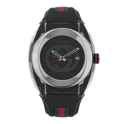Gucci Stainless Steel Rubber 46mm Sync Web Quartz Watch Black 1 of 5