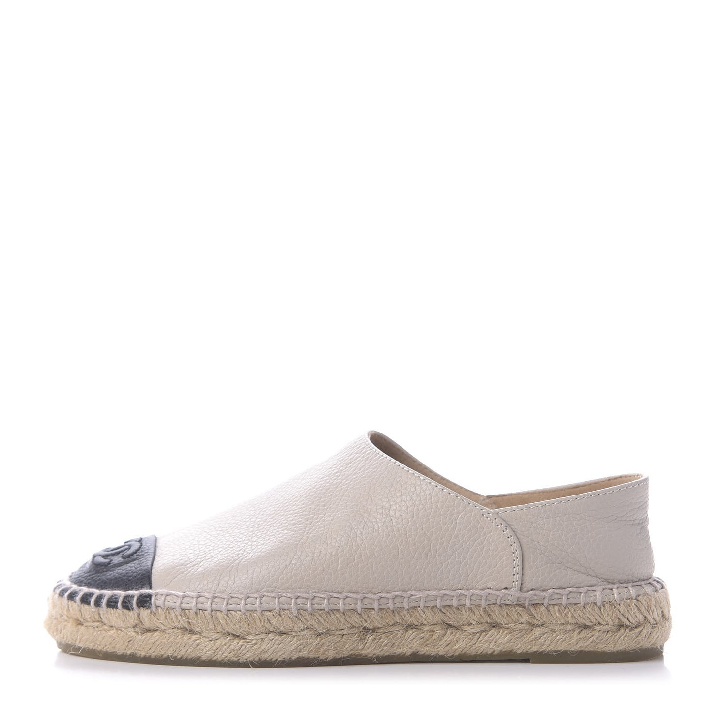 Grained Calfskin CC Espadrilles 35 Beige Black