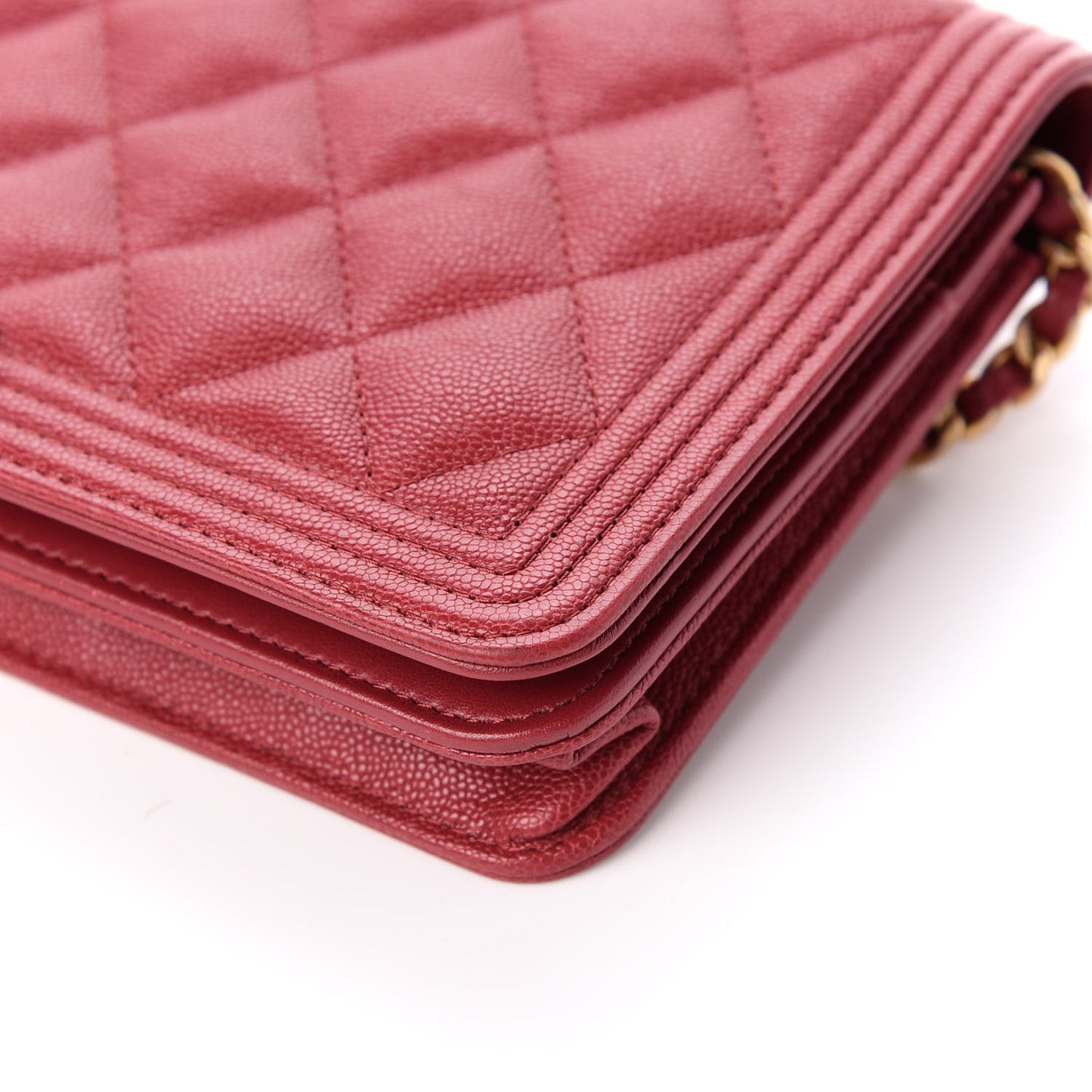 Caviar Quilted Boy Wallet On Chain WOC Red