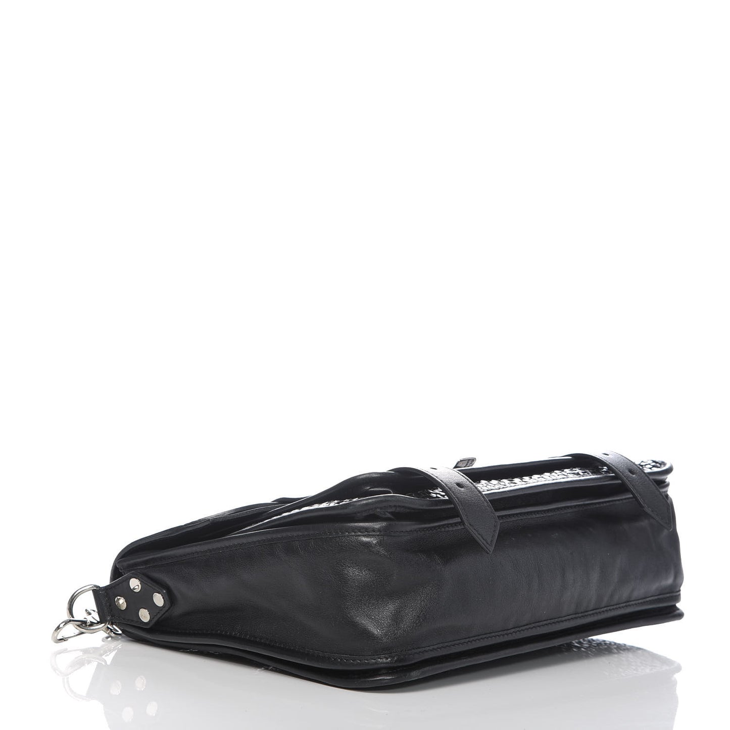 Woven Calfskin PS1 Medium Satchel Black