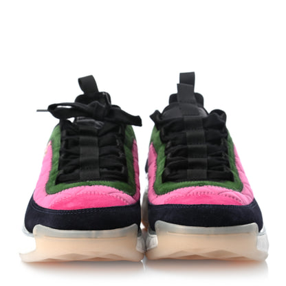 Chanel Velvet Calfskin Mixed Fibers CC Sneakers 41 Dark Pink Green 4 of 8