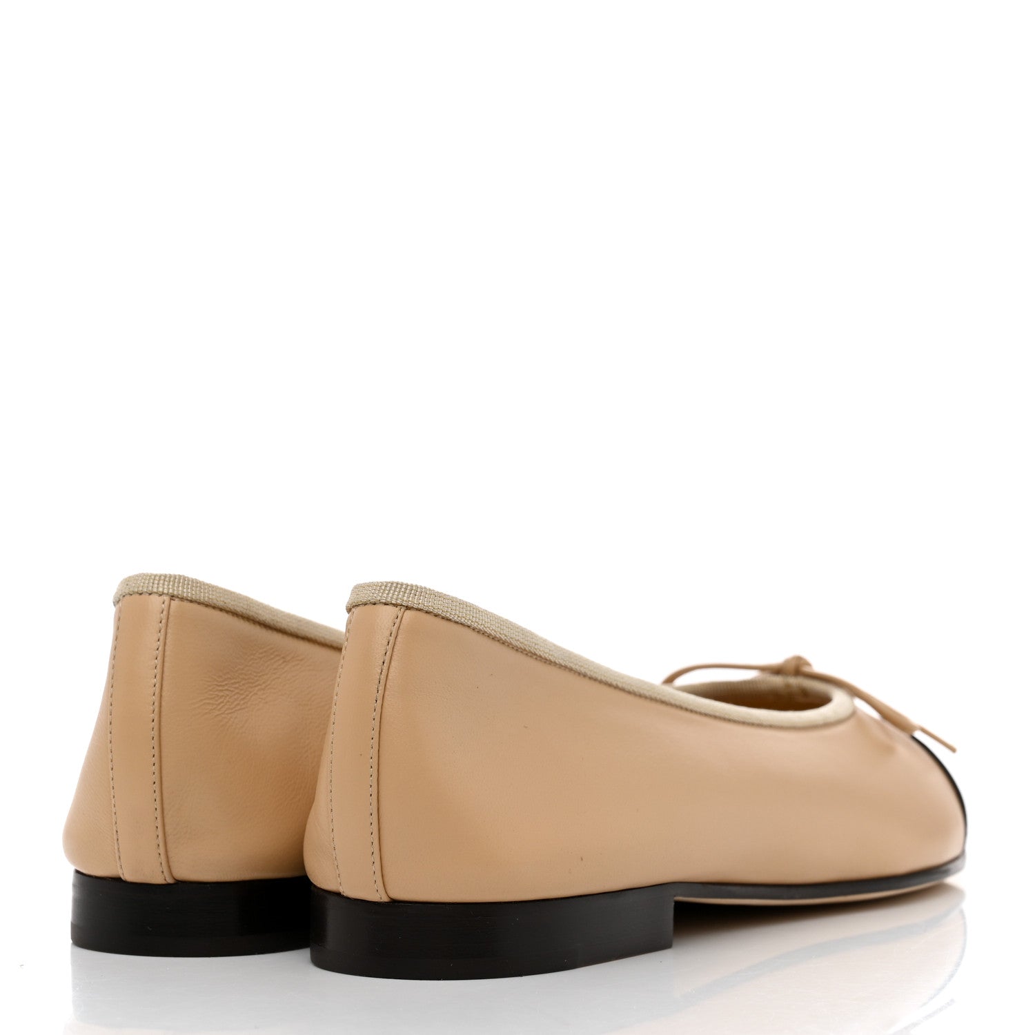 Chanel Lambskin Cap Toe CC Ballerina Flats 39 Beige Black 4 of 9