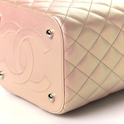 Chanel Iridescent Calfskin Quilted Small Top Handle Vanity Case With Chain Pink 10 of 12