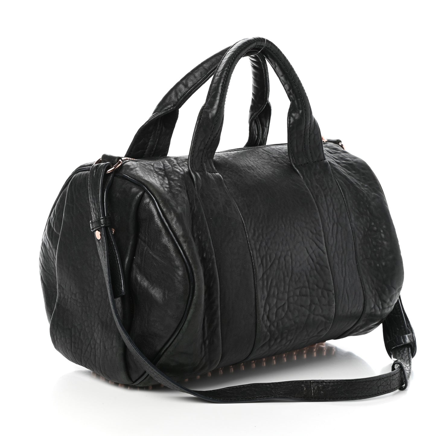 Pebbled Lambskin Rocco Black Rose Gold Hardware