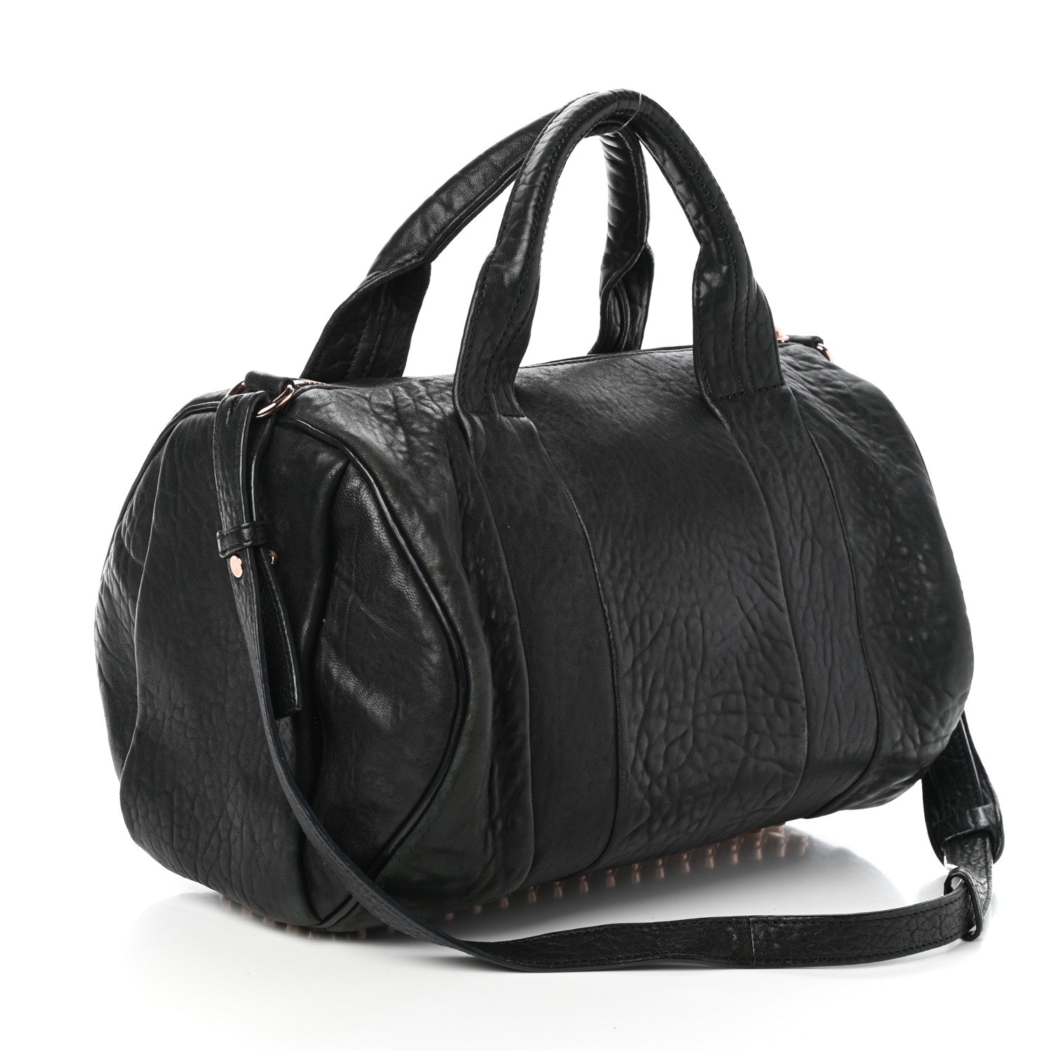 Alexander Wang Pebbled Lambskin Rocco Black Rose Gold Hardware 3 of 9