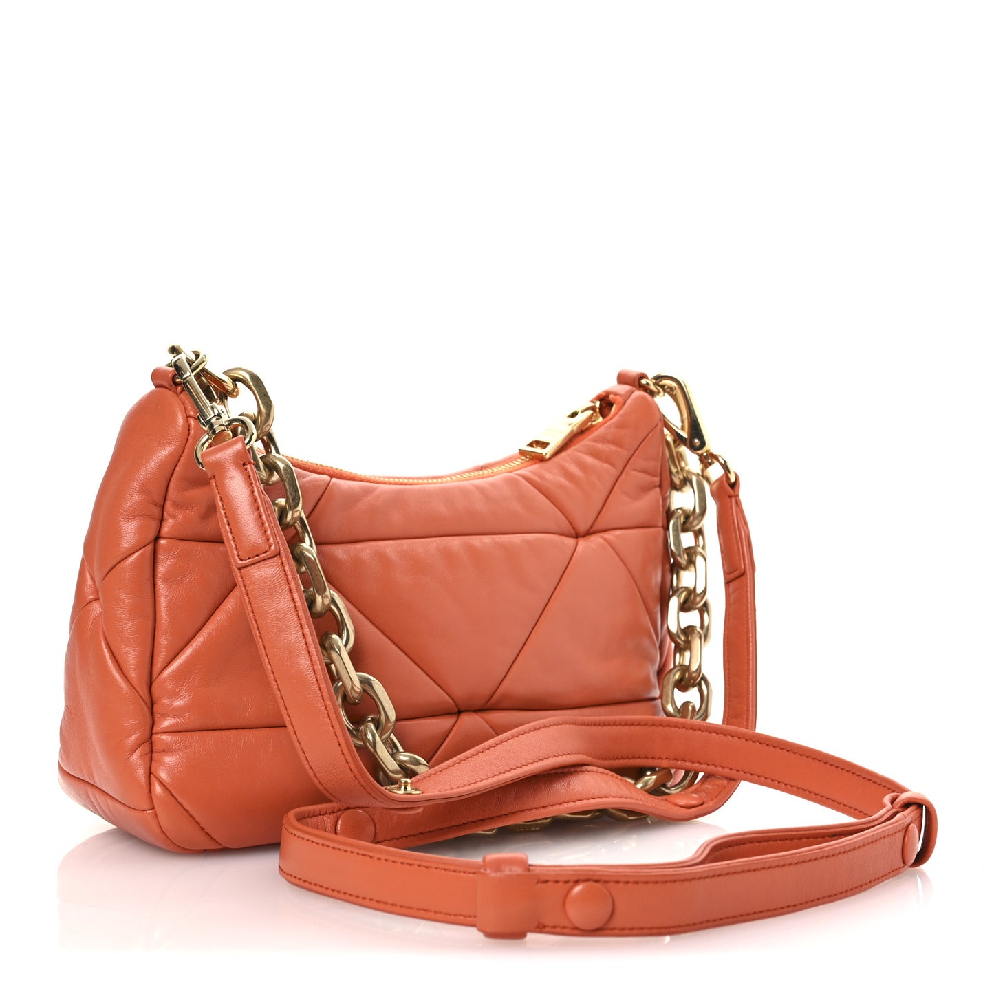 Nappa Triangle Quilted Patchwork System Bag Arancio
