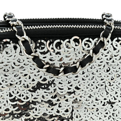 Chanel Sequin Lambskin Summer Night Clutch With Chain  Black Silver 10 of 12