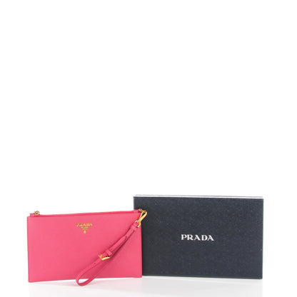 Prada Saffiano Flat Zip Wristlet Peonia 9 of 9