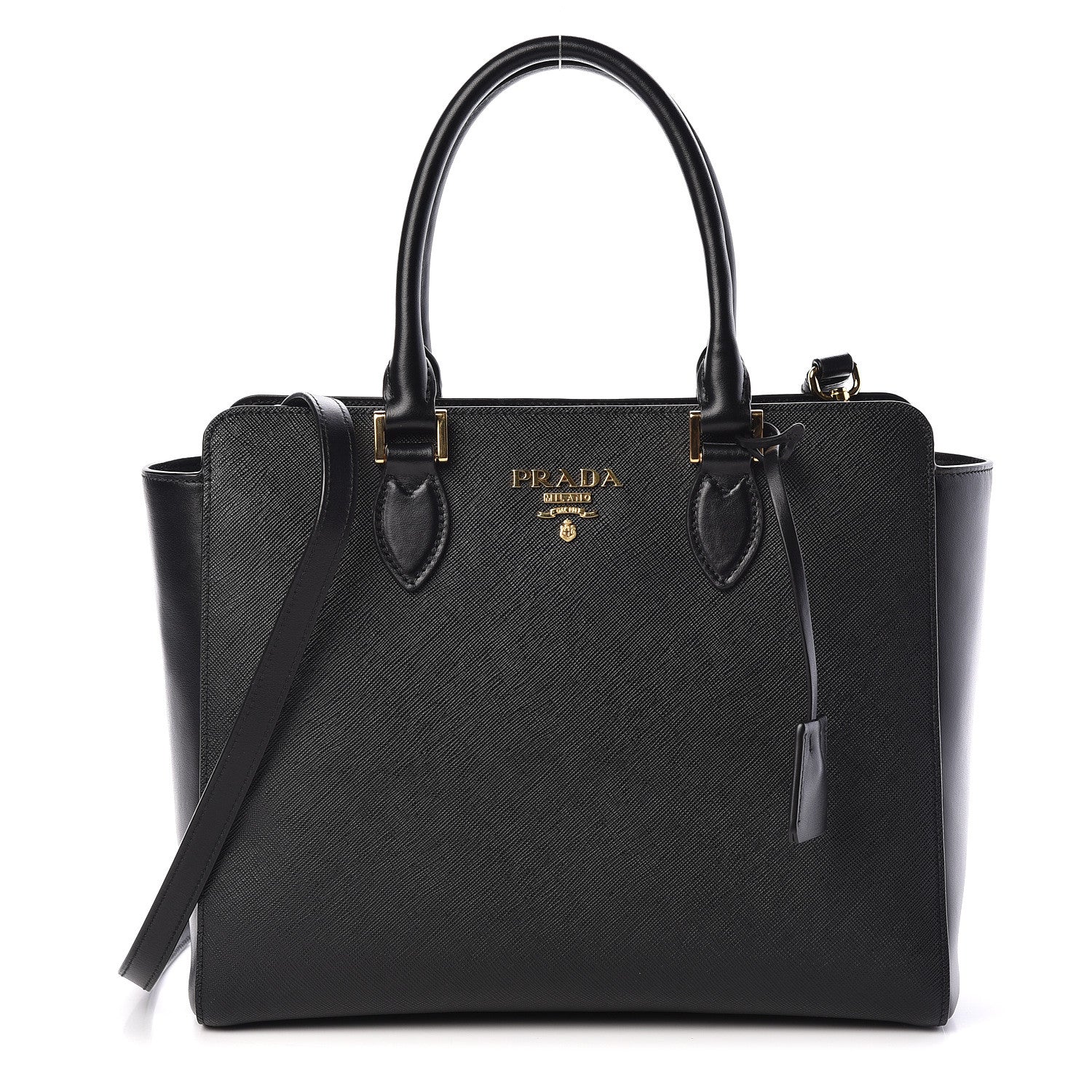 Prada Saffiano Soft Calfskin Zippered Tote Black 1 of 11
