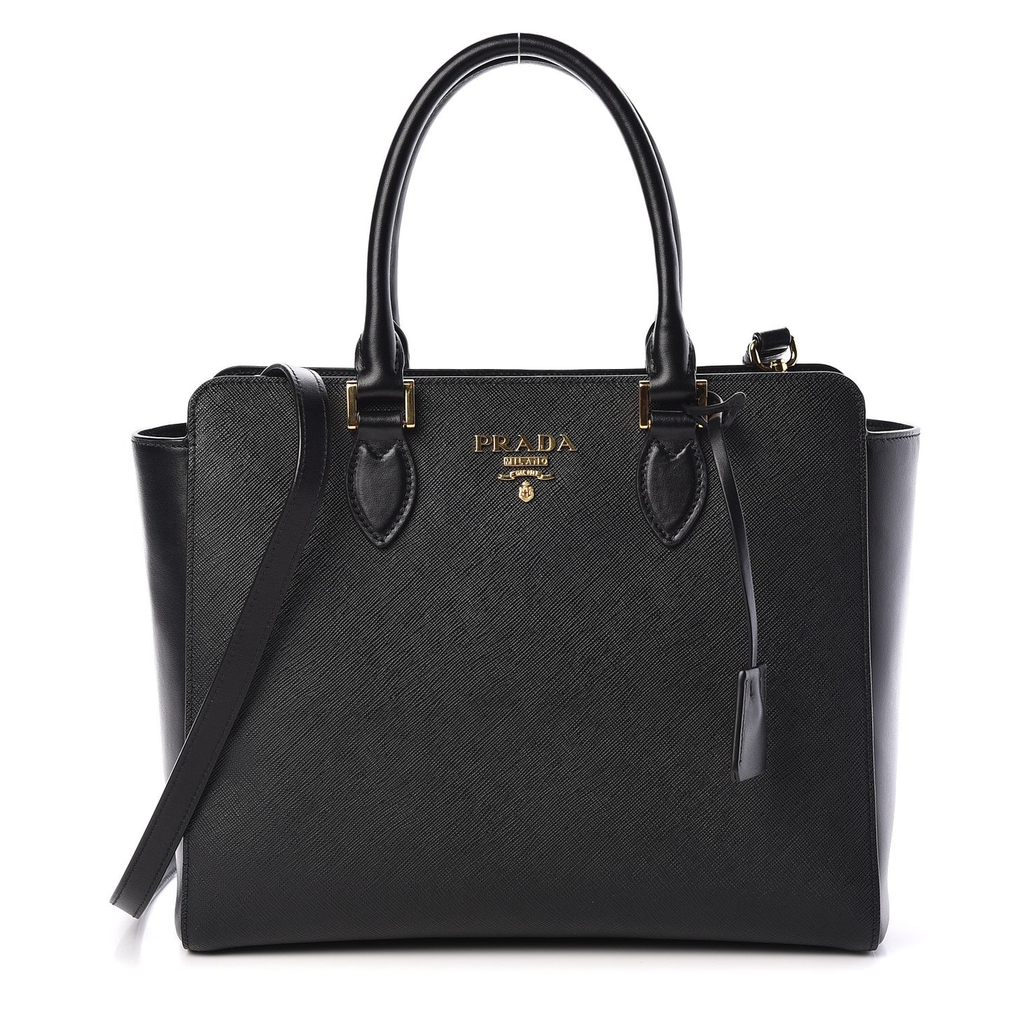 Saffiano Soft Calfskin Zippered Tote Black