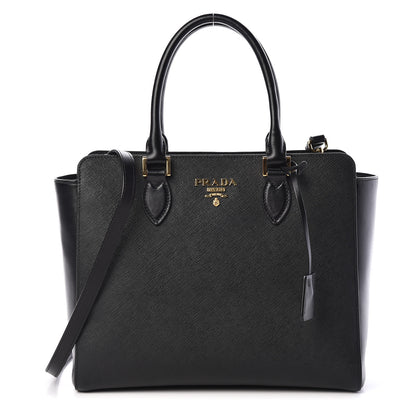 Prada Saffiano Soft Calfskin Zippered Tote Black 1 of 13