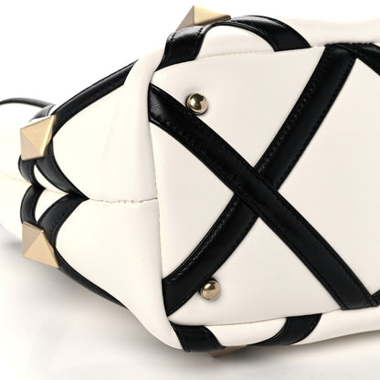 Valentino Garavani Nappa Small Roman Stud The Handle Bag Ivory Black 8 of 10