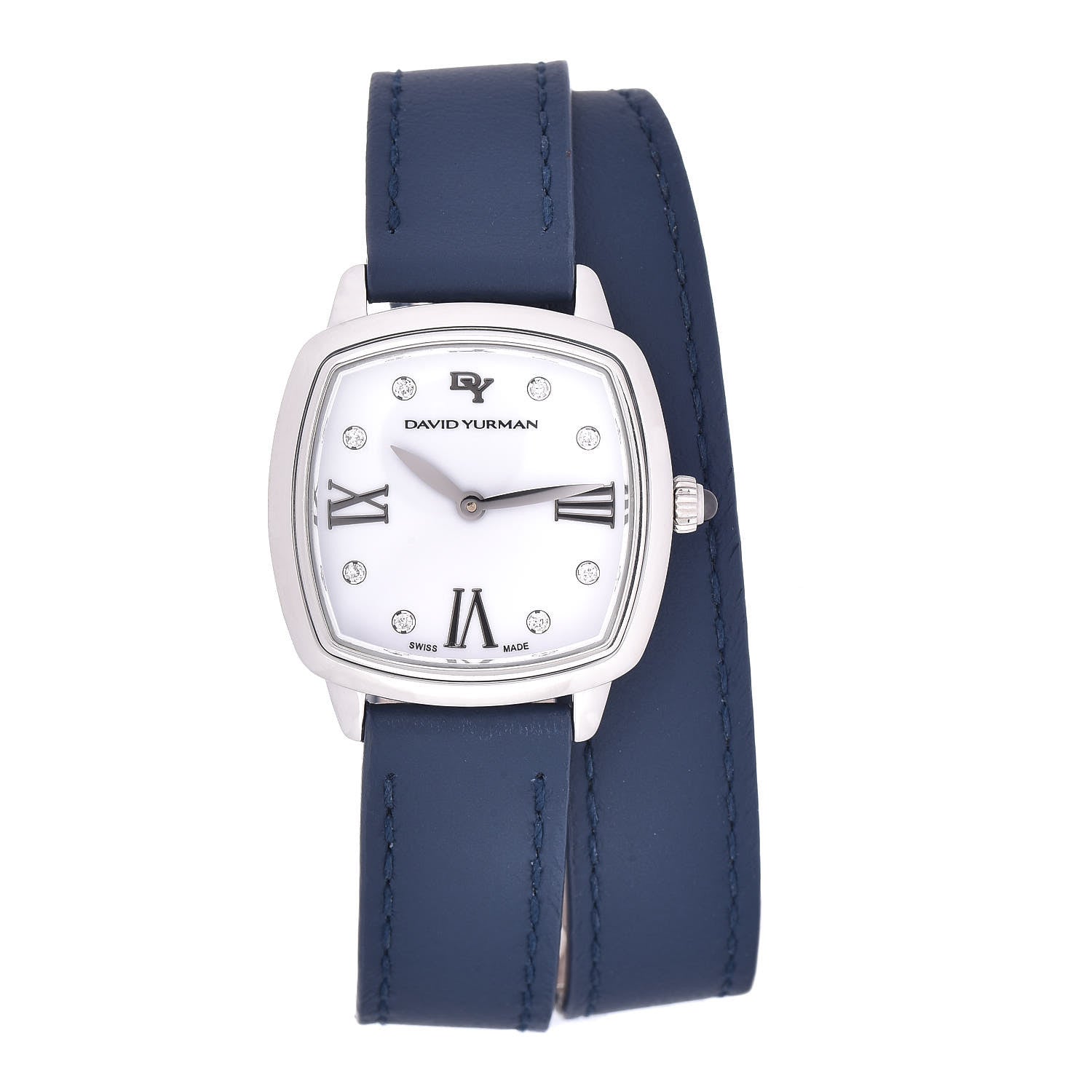 David Yurman Stainless Steel Calfskin Diamond 27mm Albion Wrap Quartz Watch 1 of 8