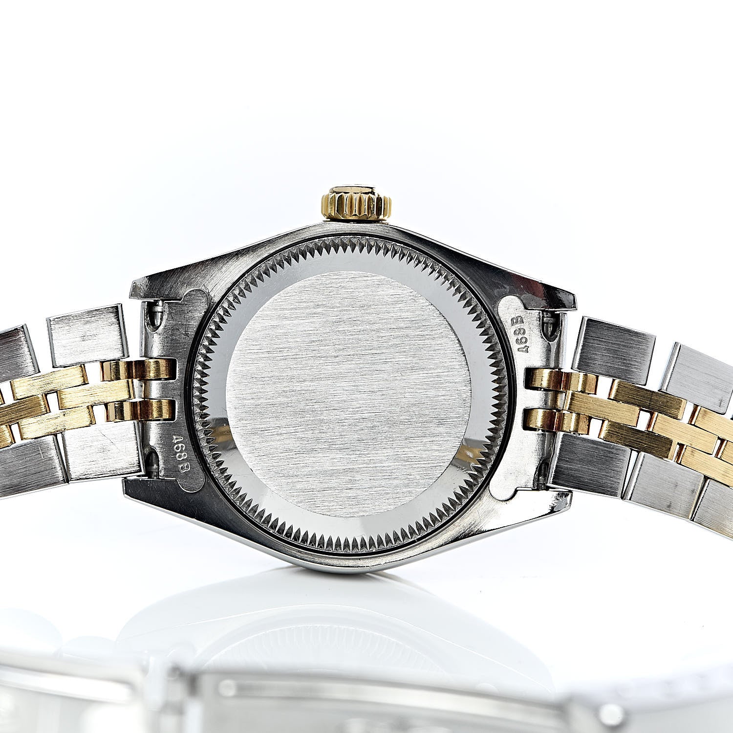 Rolex Stainless Steel 18K Yellow Gold 26mm Oyster Perpetual Datejust Watch White Pyramid Roman 79173 5 of 7