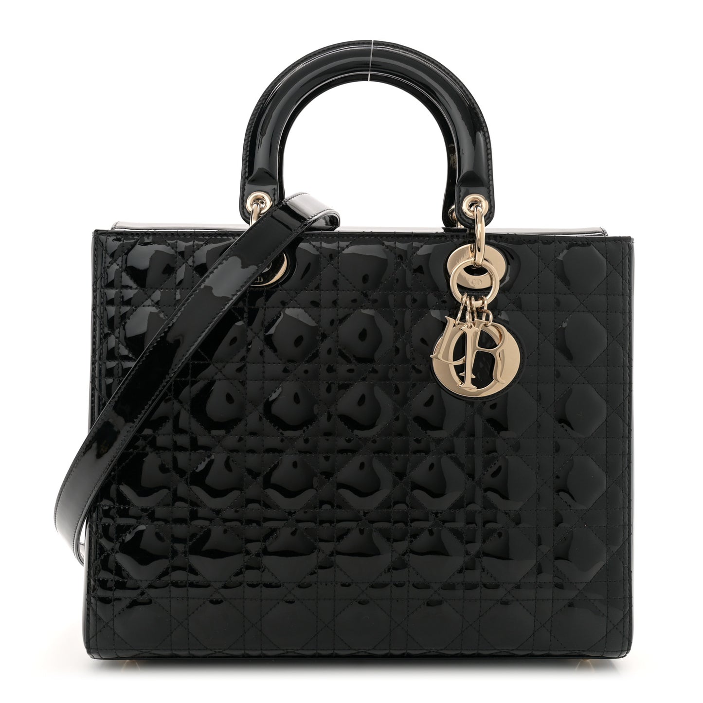 Patent Cannage Large Lady Dior Black