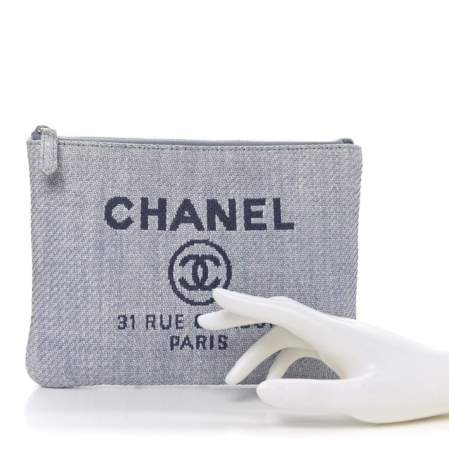 Chanel Canvas Medium Deauville Pouch Blue 2 of 7