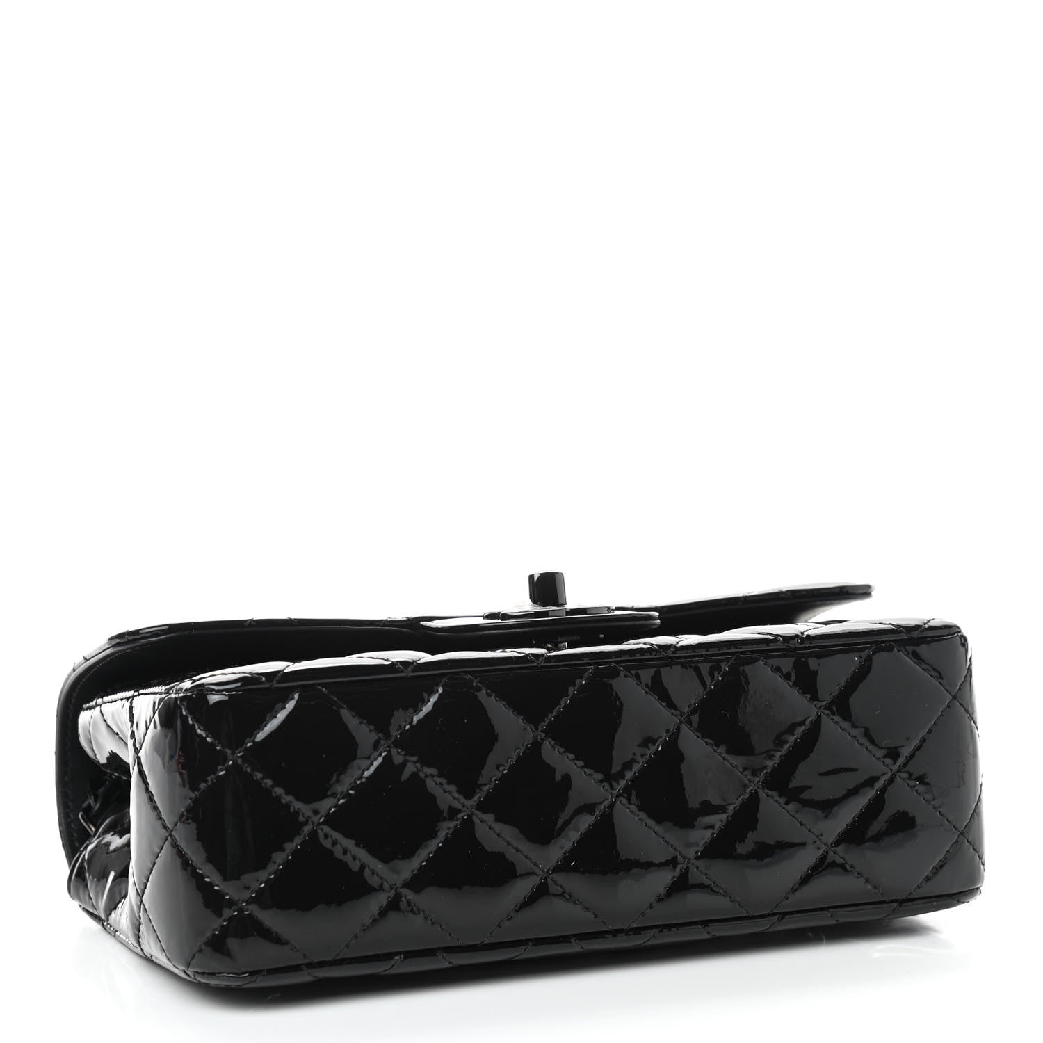 Chanel Patent Calfskin Quilted Mini Rectangular Flap So Black 3 of 8
