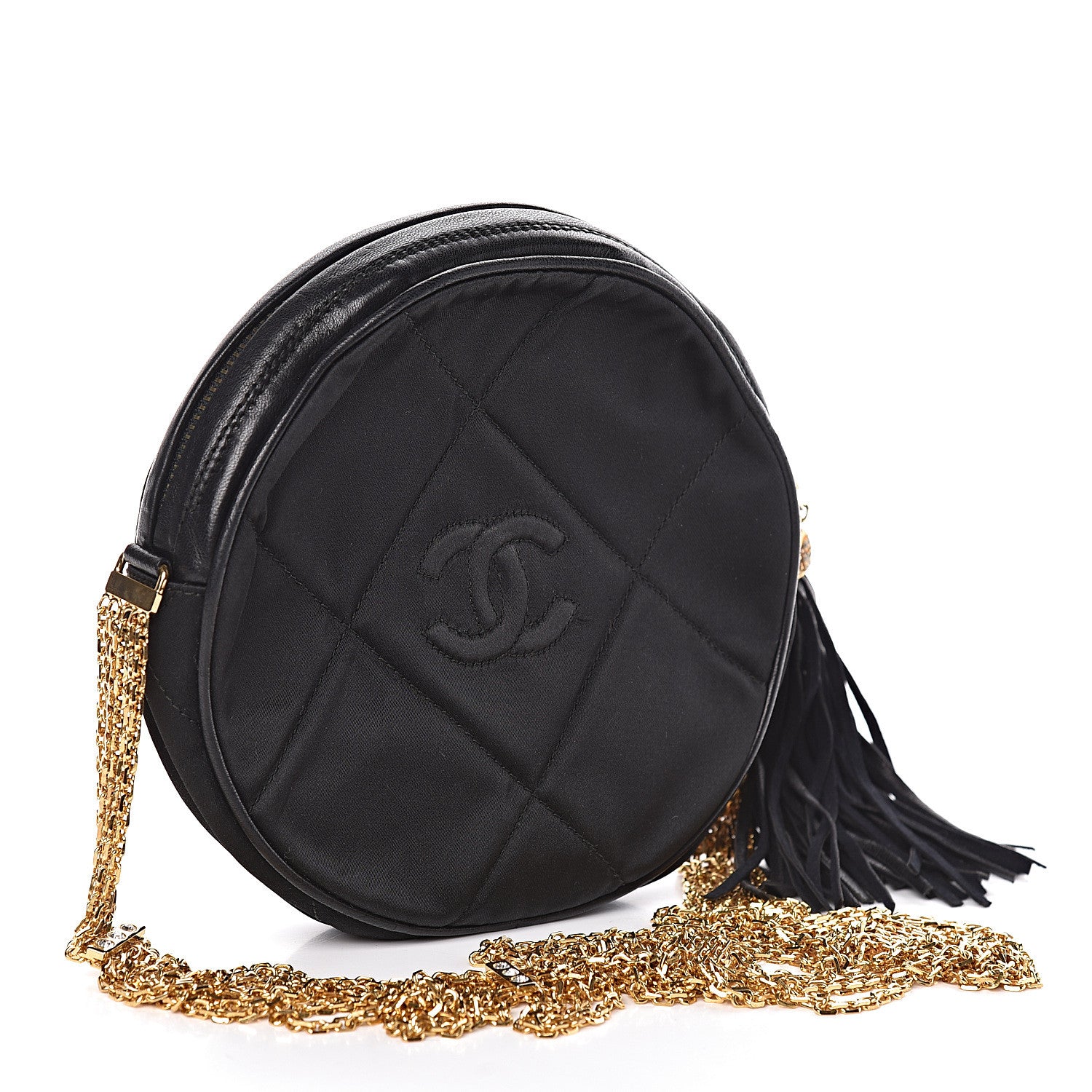 Chanel Satin CC Tassel Crossbody Bag Black 3 of 11